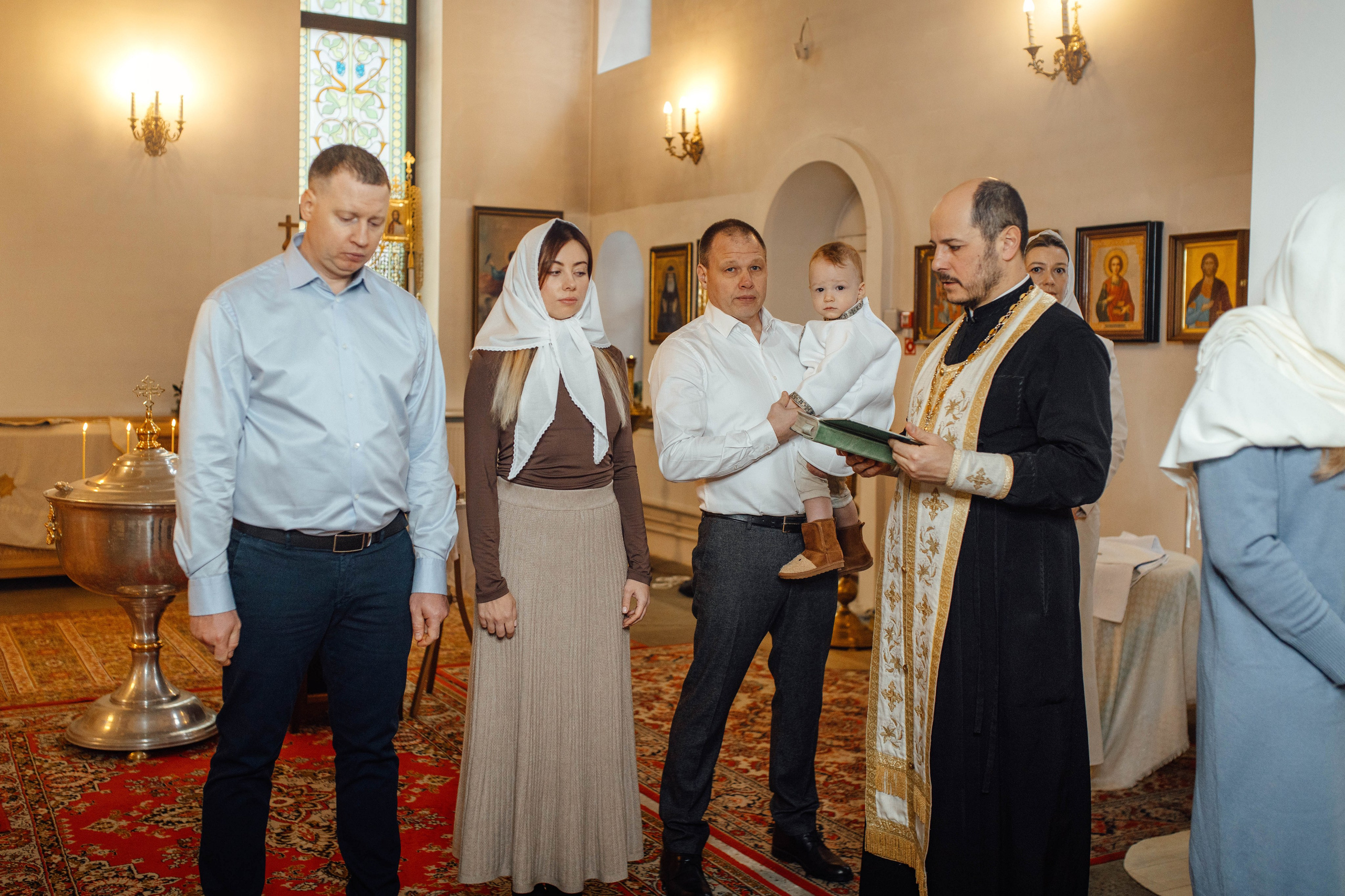 Таинство крещения Льва, храм Вознесения Господня, Ждановичи, февраль 2025