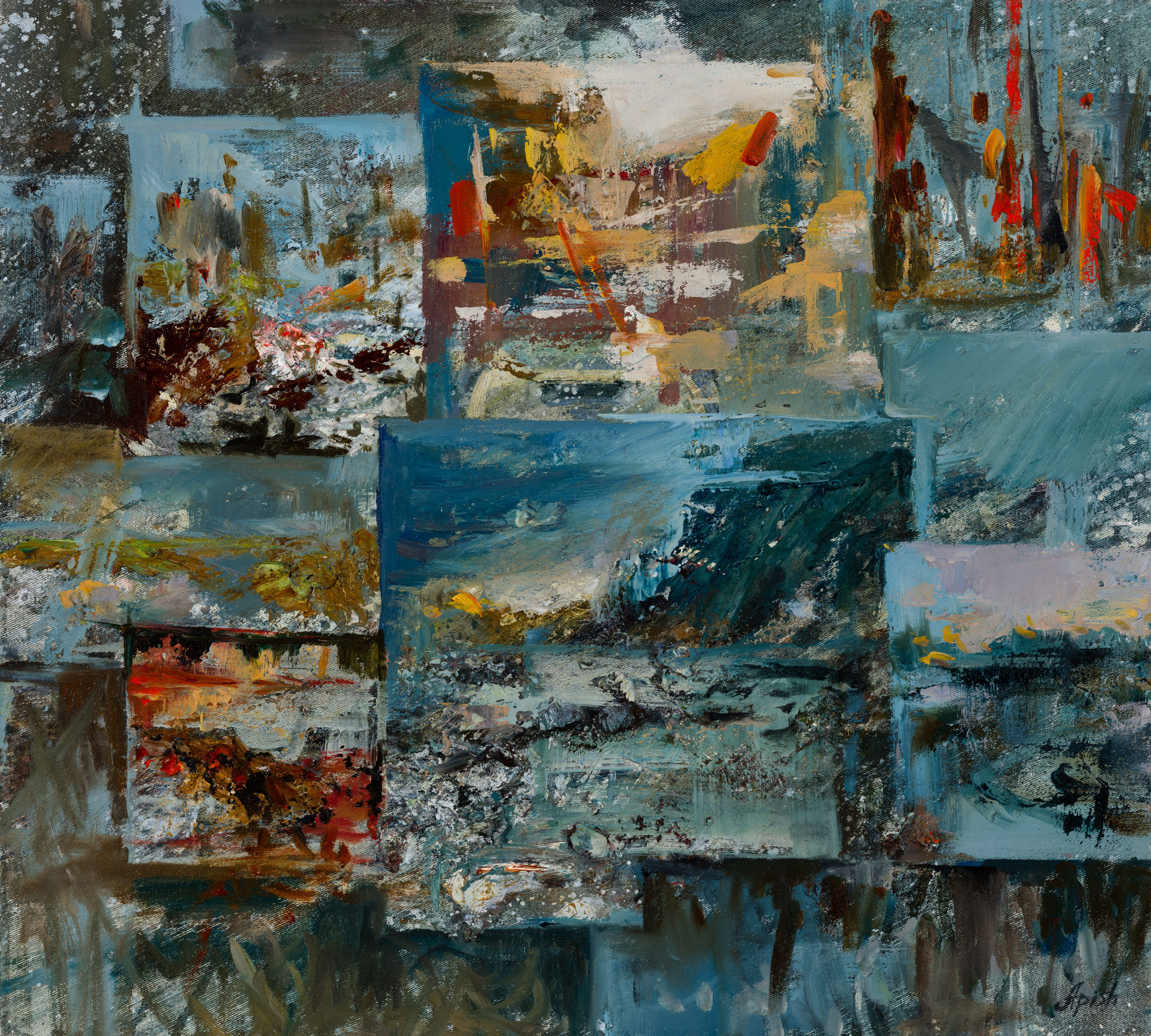 «Лоскуты воспоминаний 8» - художник Алексей Апиш (холст, масло, 45x50 см, 2025)