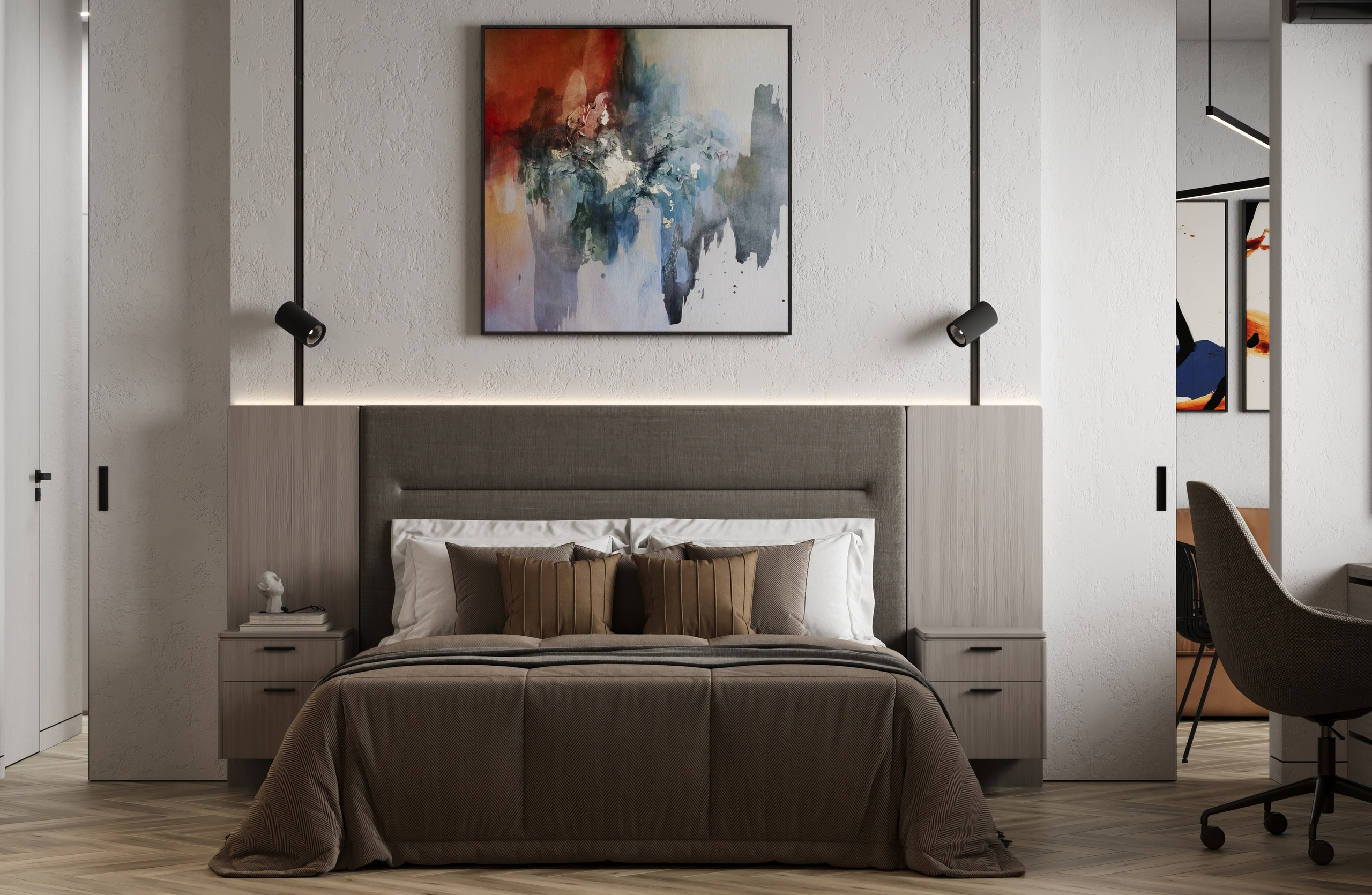 Визуализация квартиры для молодого человека UNO. Головинские пруды. Москва 40 m². Заказать 3d визуализацию интерьеров — Дарья Веденёва