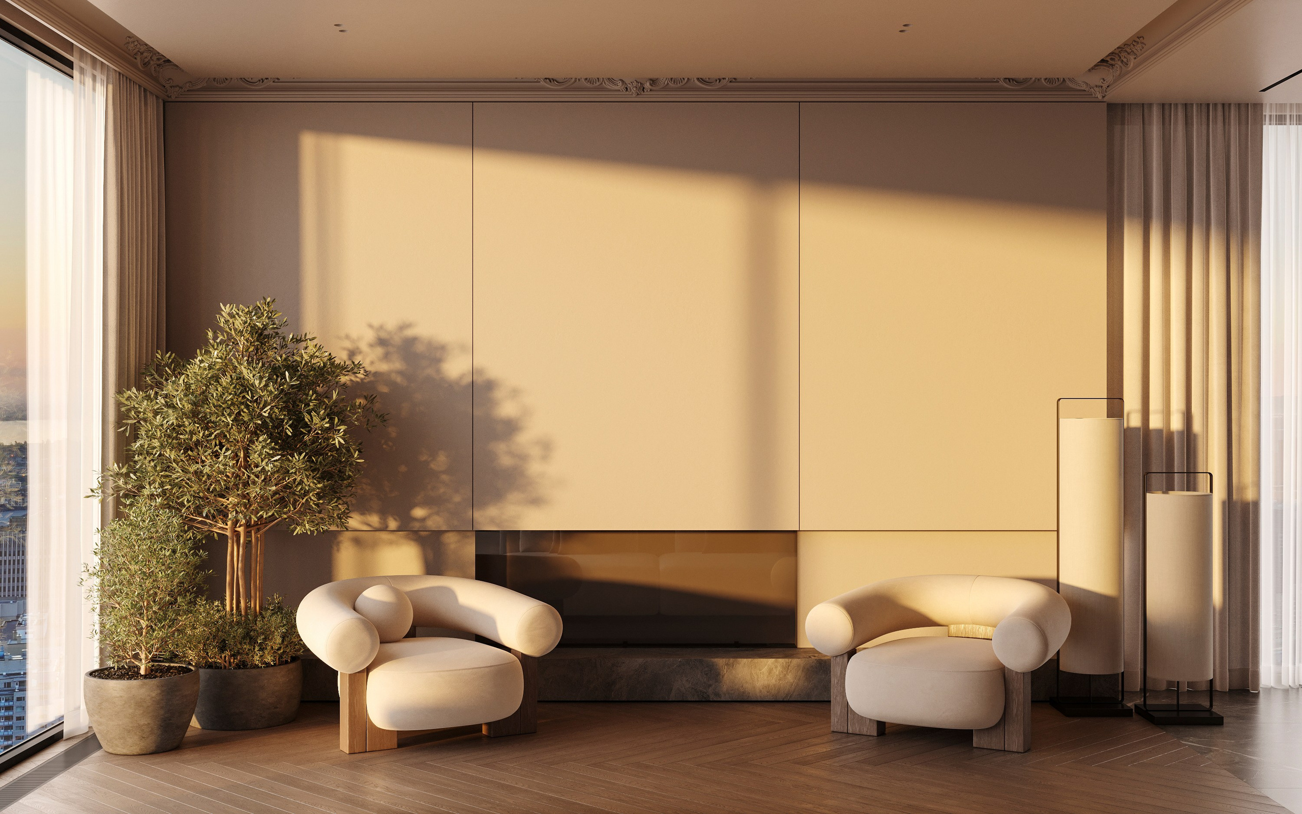 COZY SKYLINE | CONCEPTUAL PROJECT. Interior Visualization by Valerie Stetyukevich