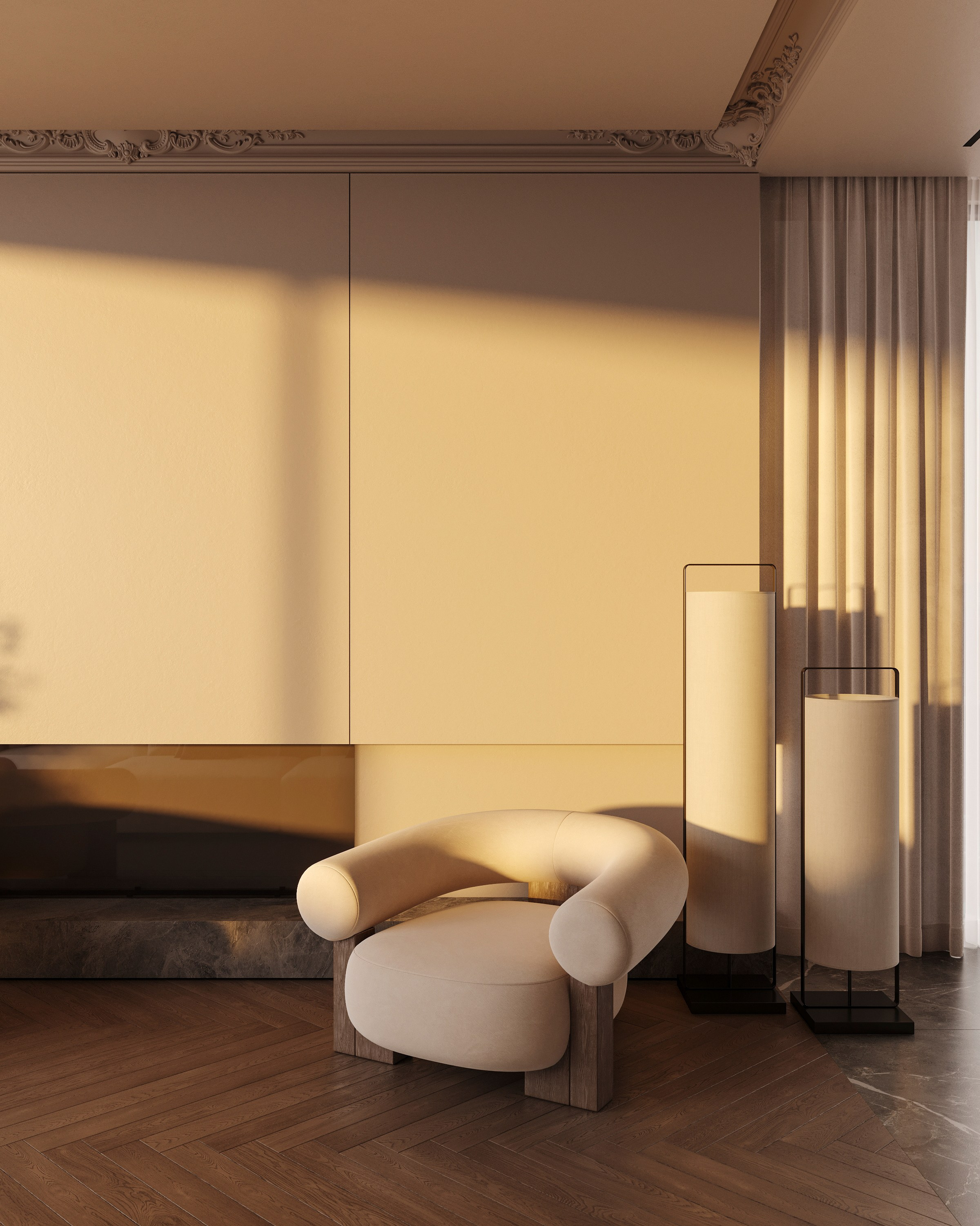 COZY SKYLINE | CONCEPTUAL PROJECT. Interior Visualization by Valerie Stetyukevich