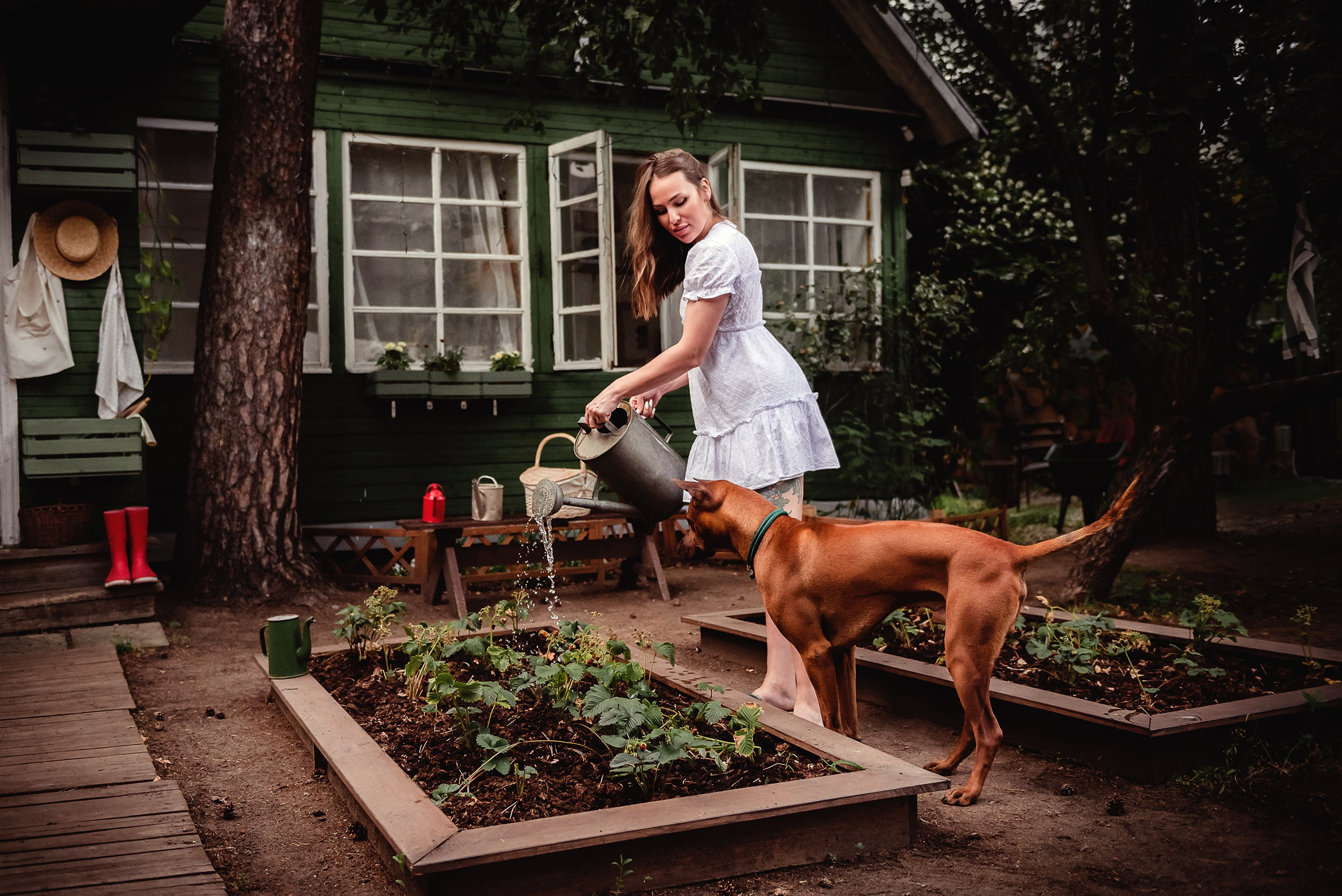 Оксана и Зевс на даче. Семейный Фотограф в Москве Ирина Хохлова