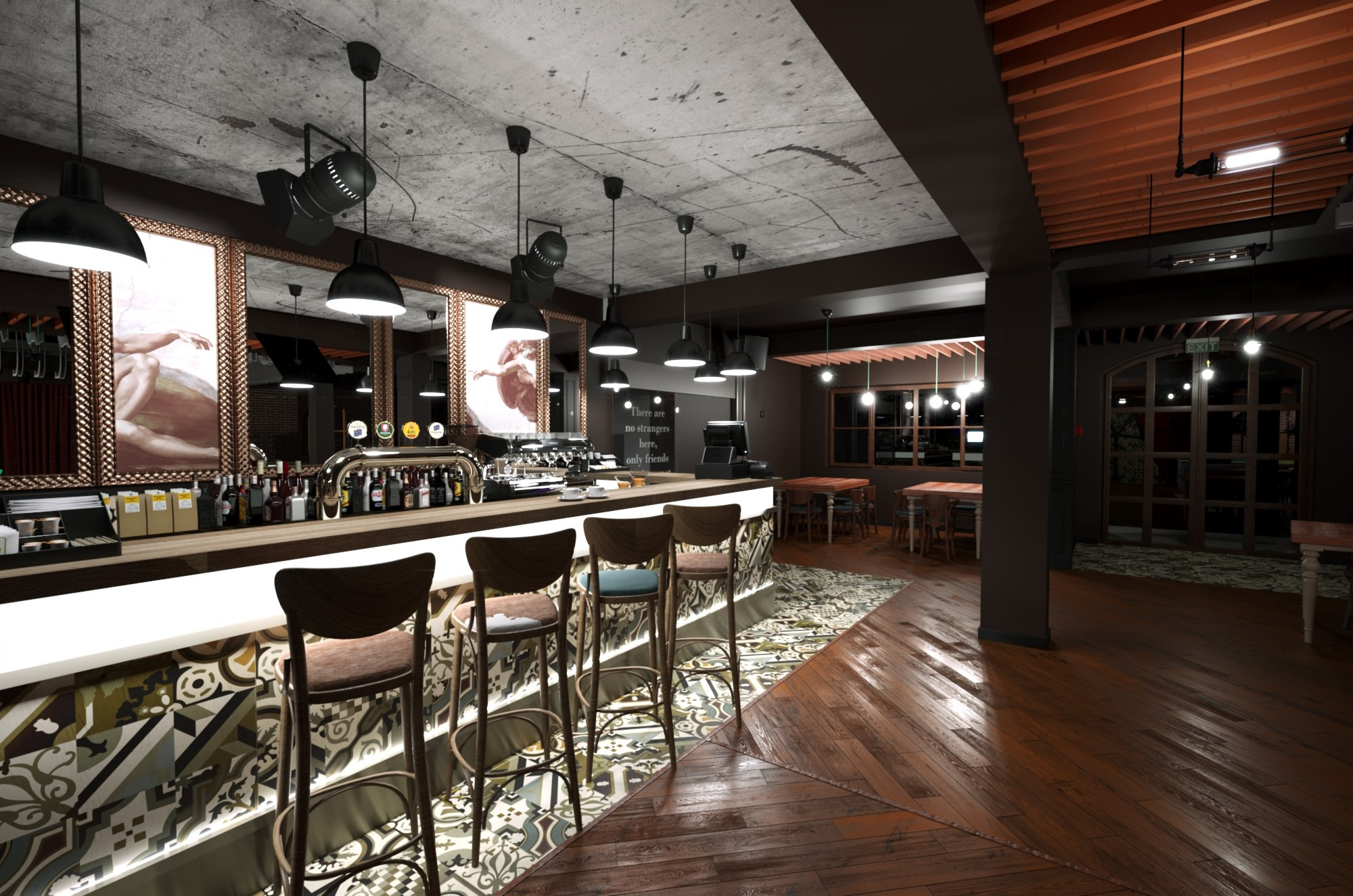 Ресторан. 3D визуализация