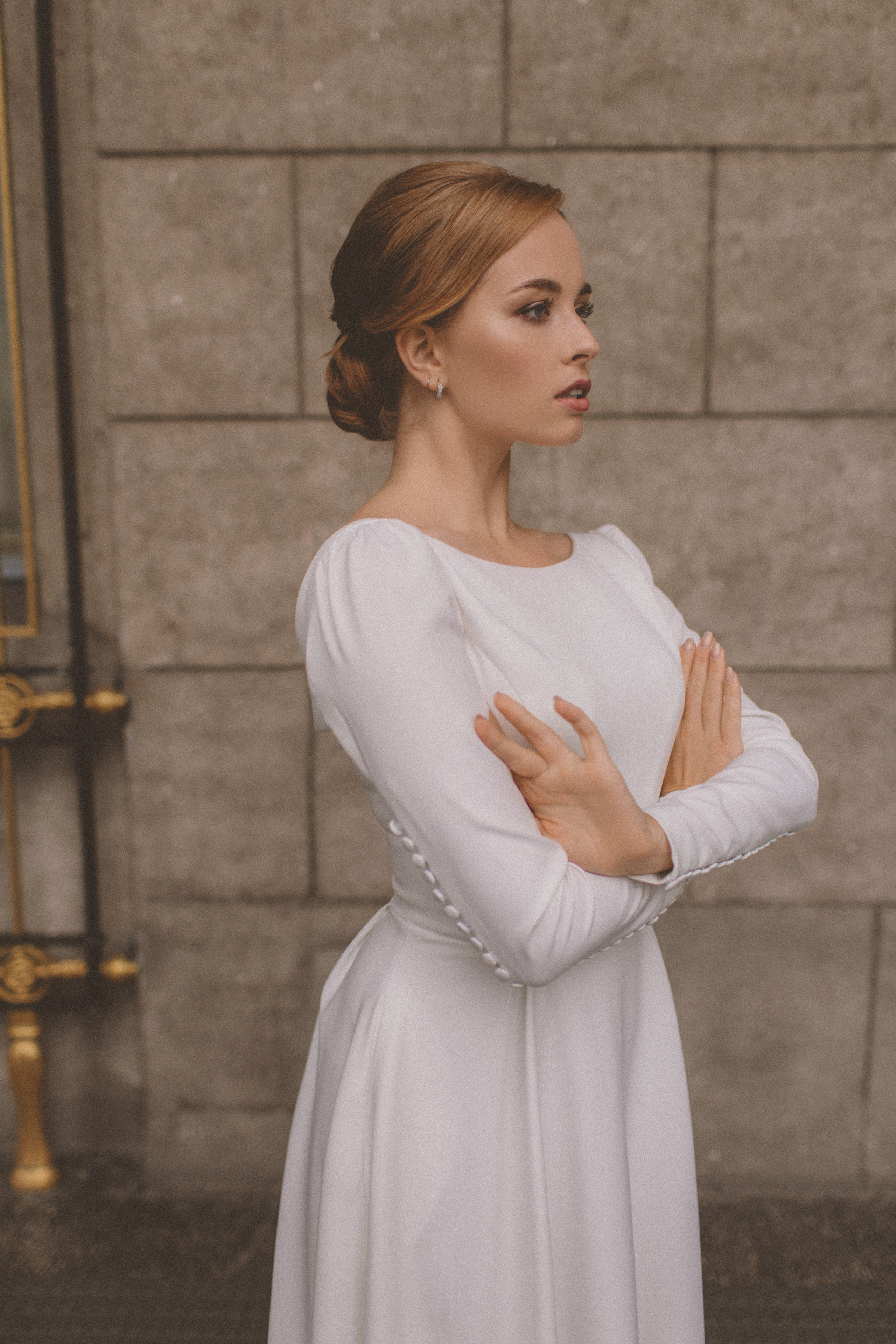 Фотосессия невесты Маргариты в свадебном платье Брижит миди от Бонжур. Свадебный салон-ателье Бонжур в Минске Bonjour