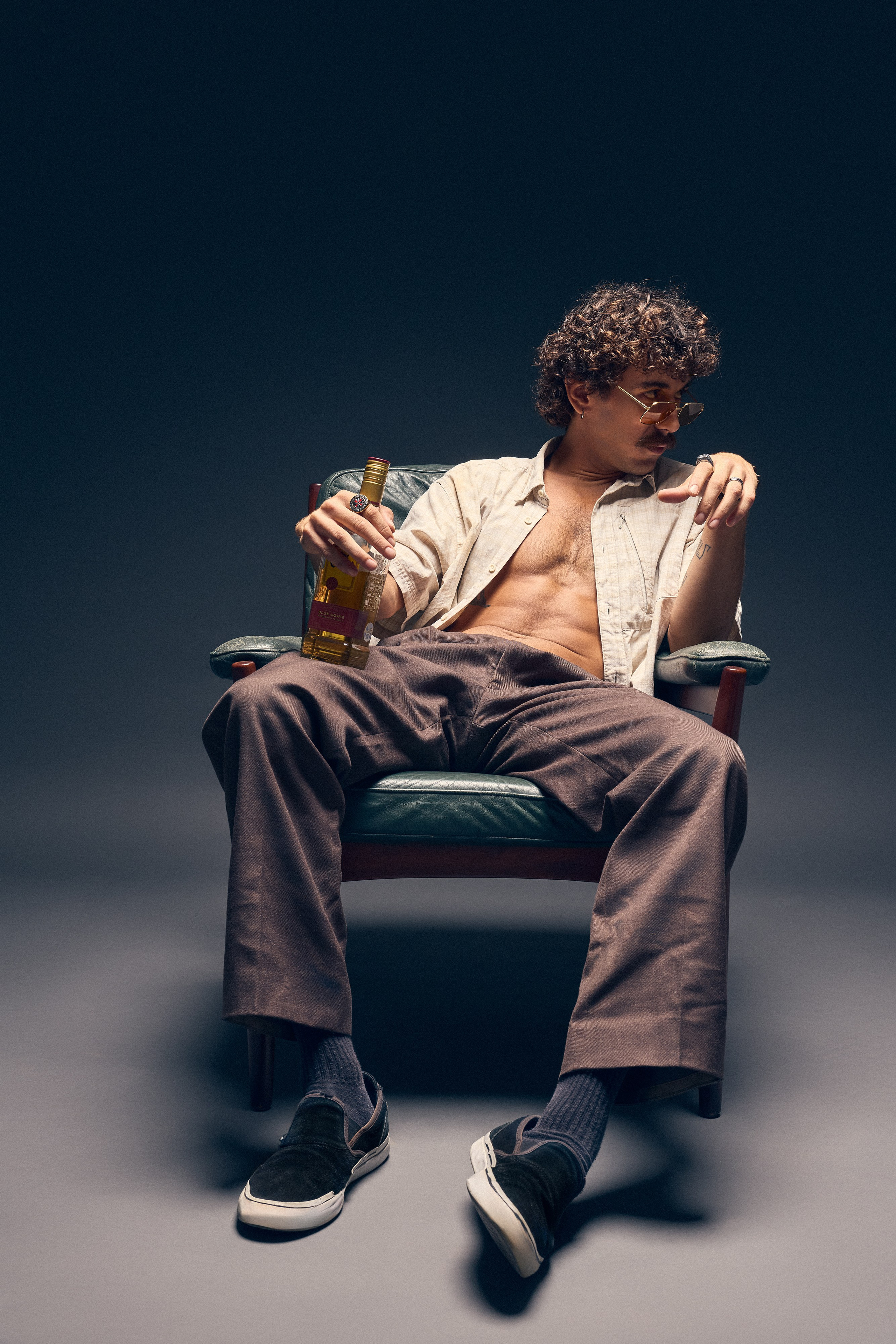 Retro styled editorial portrait of male model with attitude