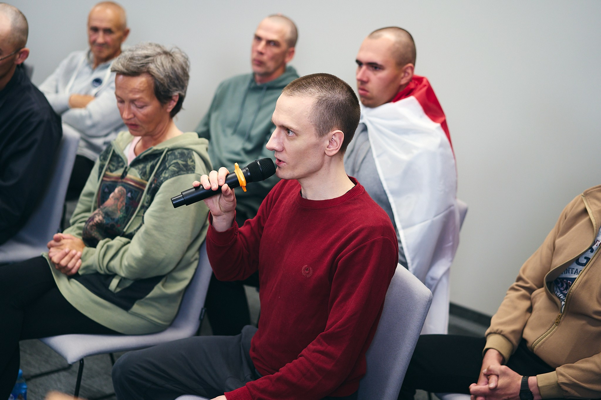 Press conference with Sviatlana Tsikhanouskaya and released political prisoners. Photographer in Vilnius