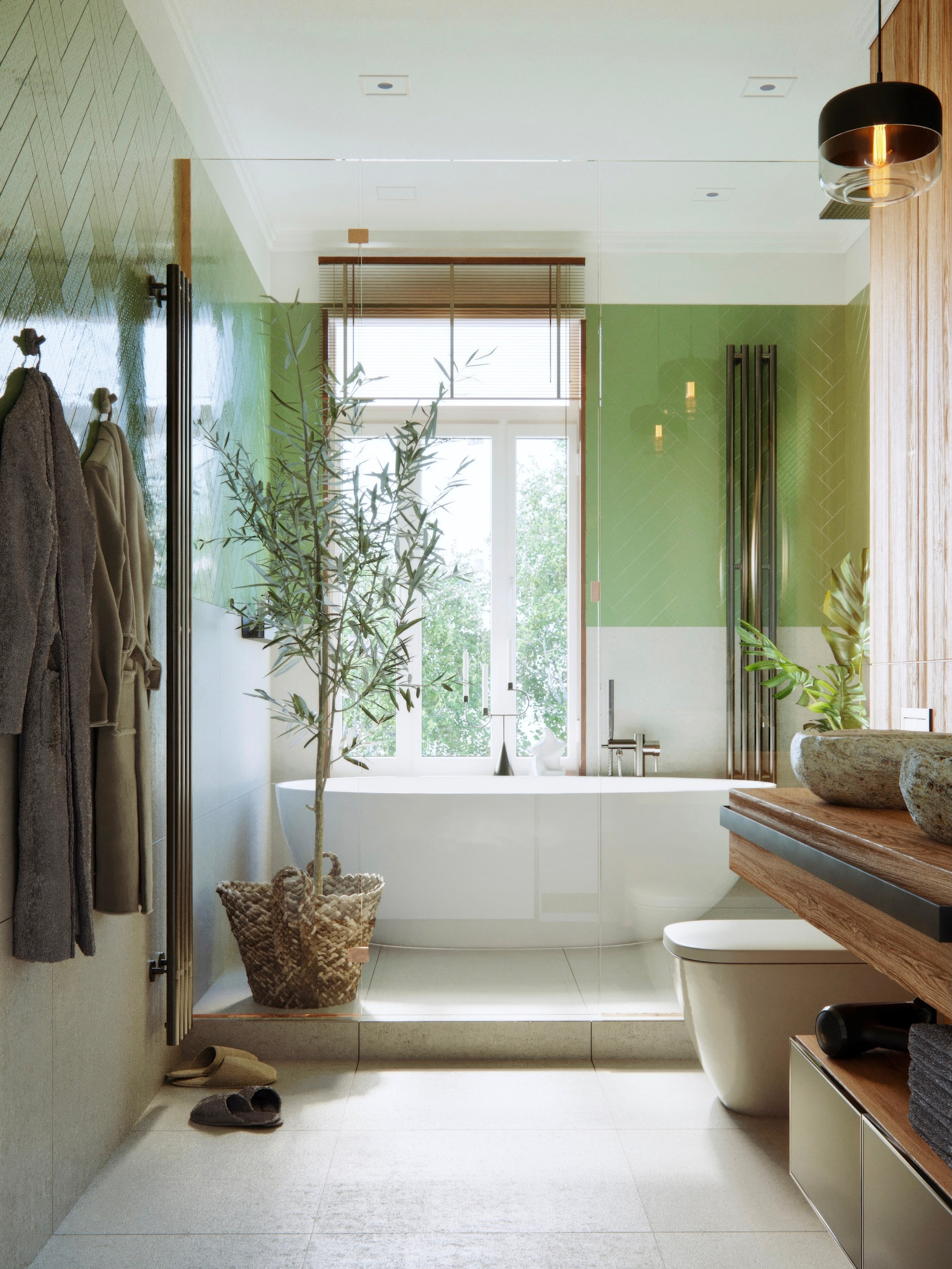 визуализация ванной в минималистичном современном стиле