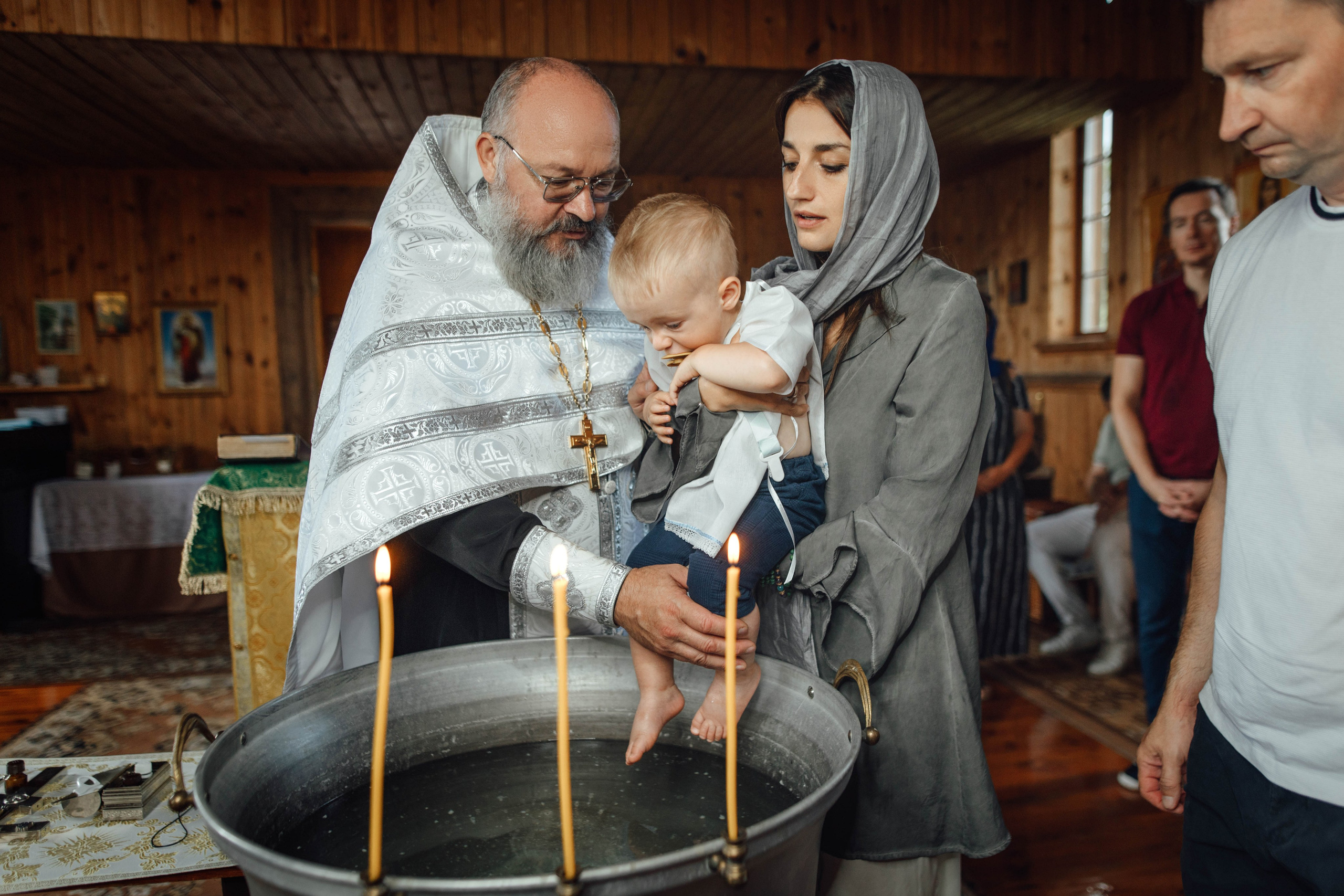 Крещение Тимофея, д. Киевец, храм Святой Троицы, август 2025