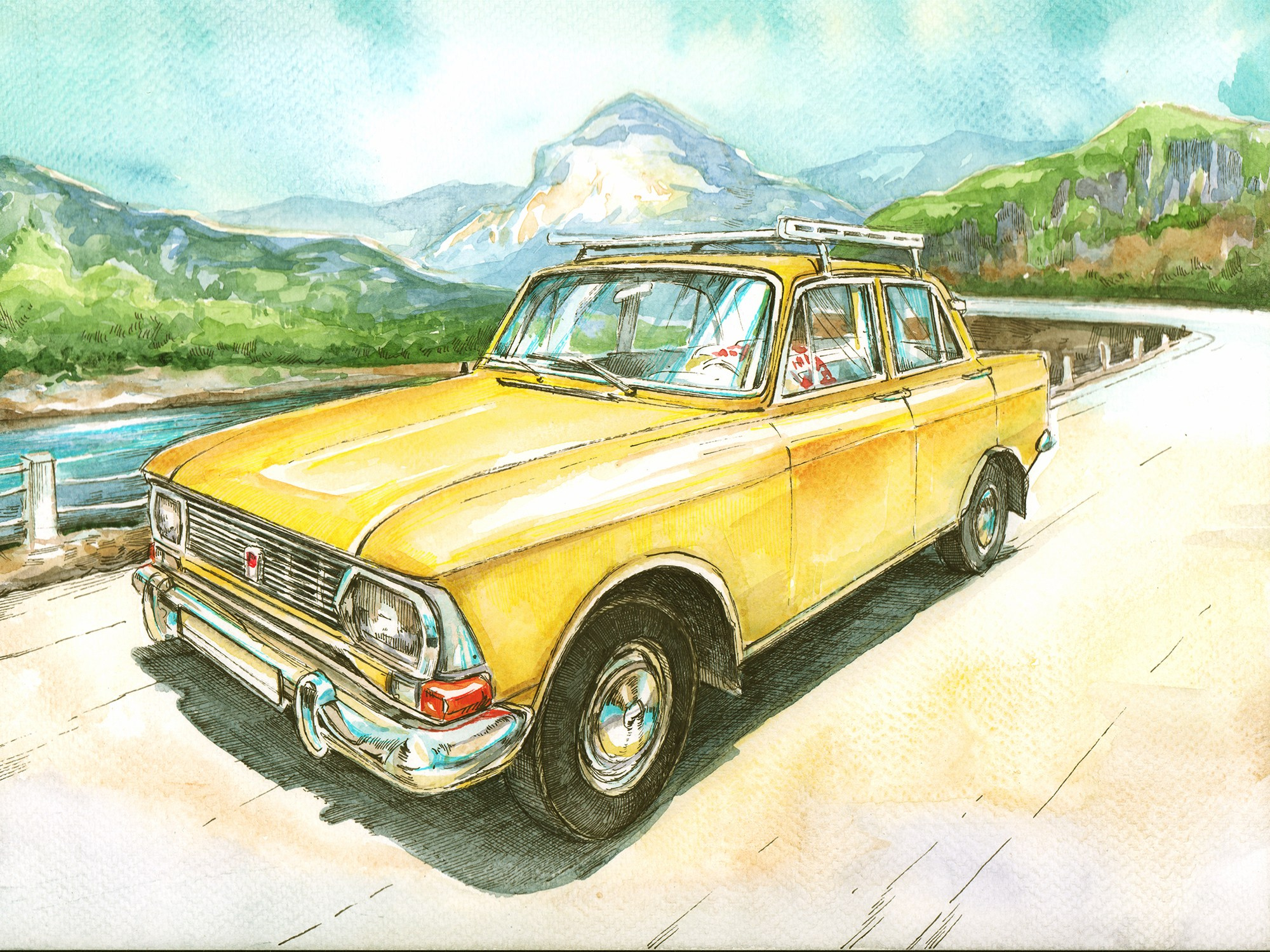 Легковые и грузовые автомашины СССР. Художник Александр Петрунин