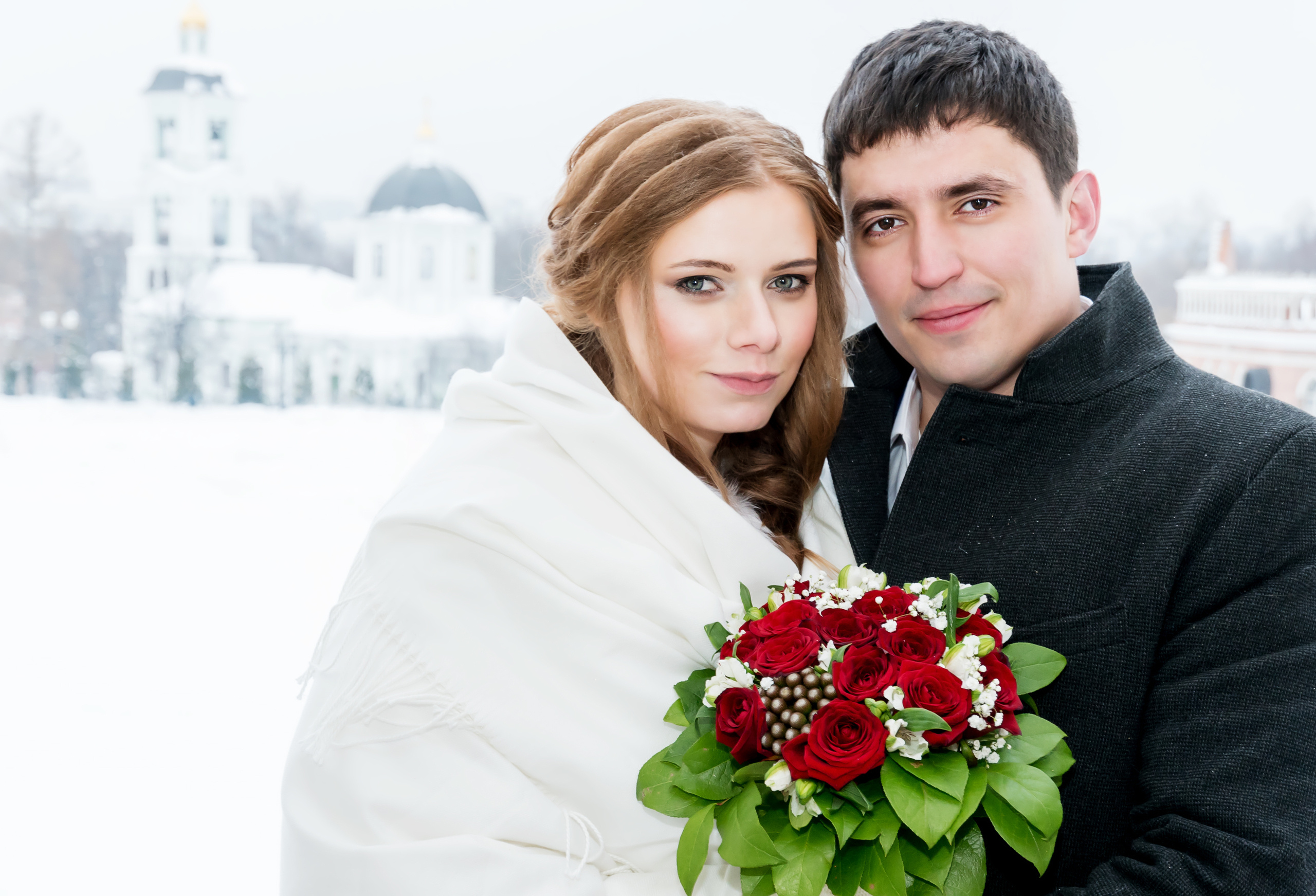 Фотосъемка свадьбы зимой в Царицыно