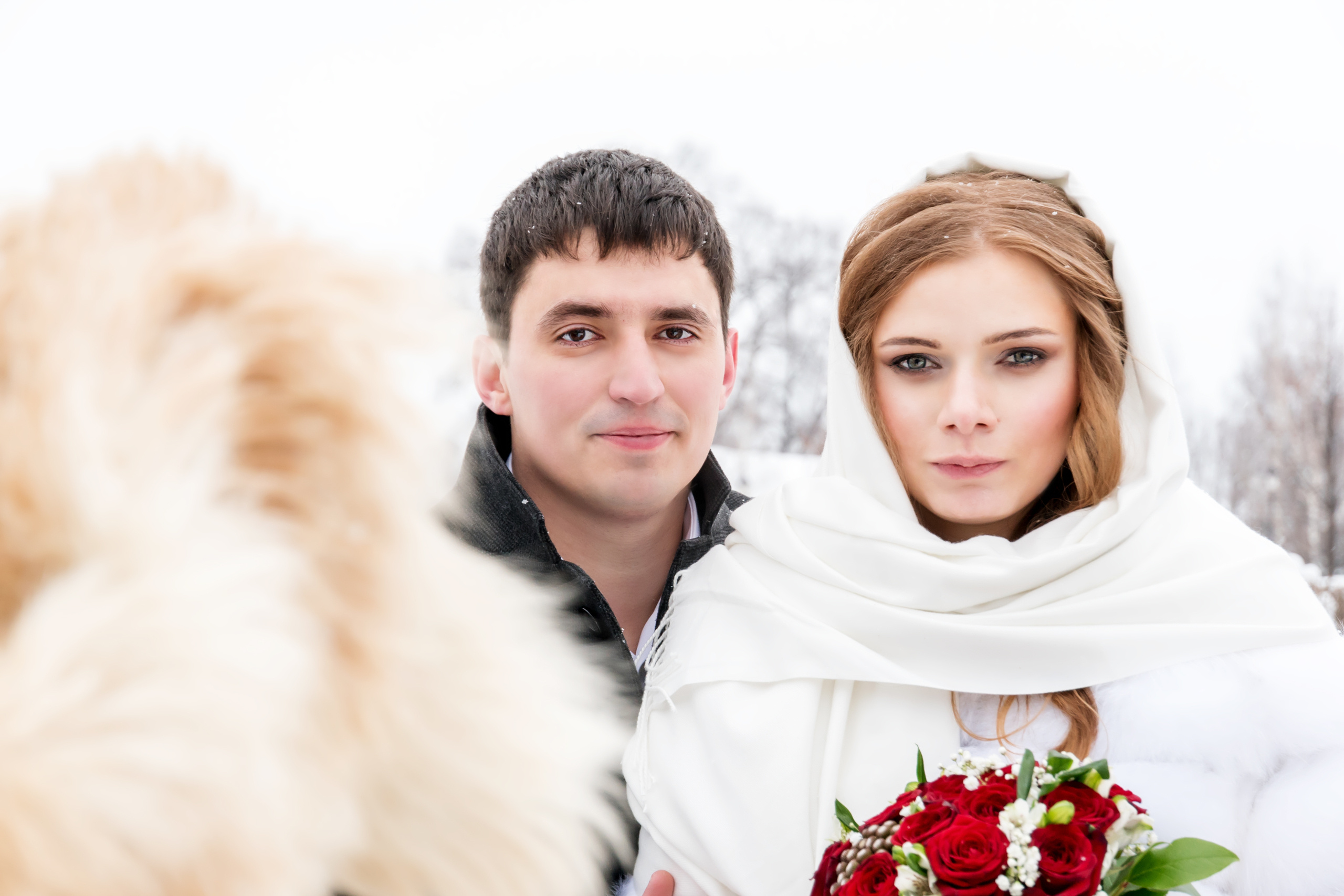 Фотосъемка свадьбы зимой в Царицыно