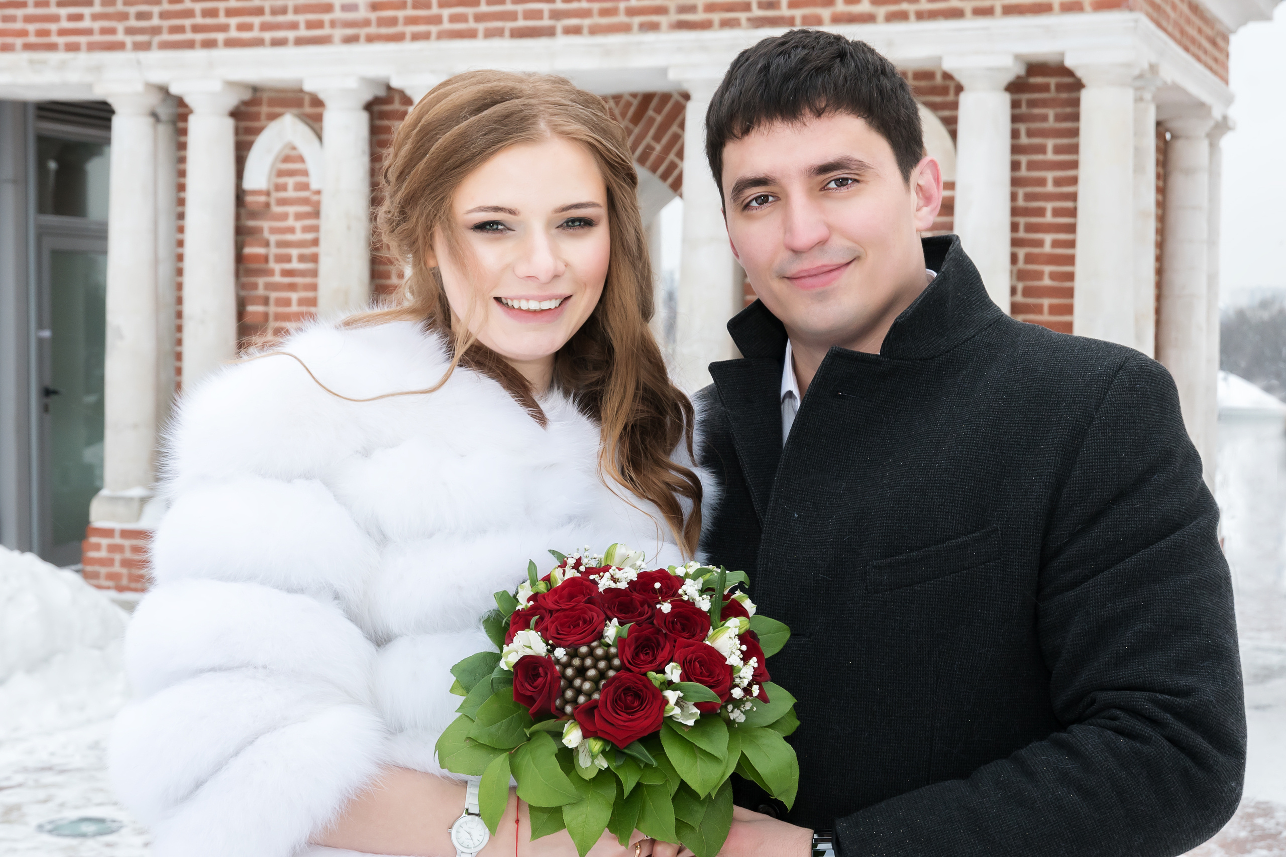 Фотосъемка свадьбы зимой в Царицыно