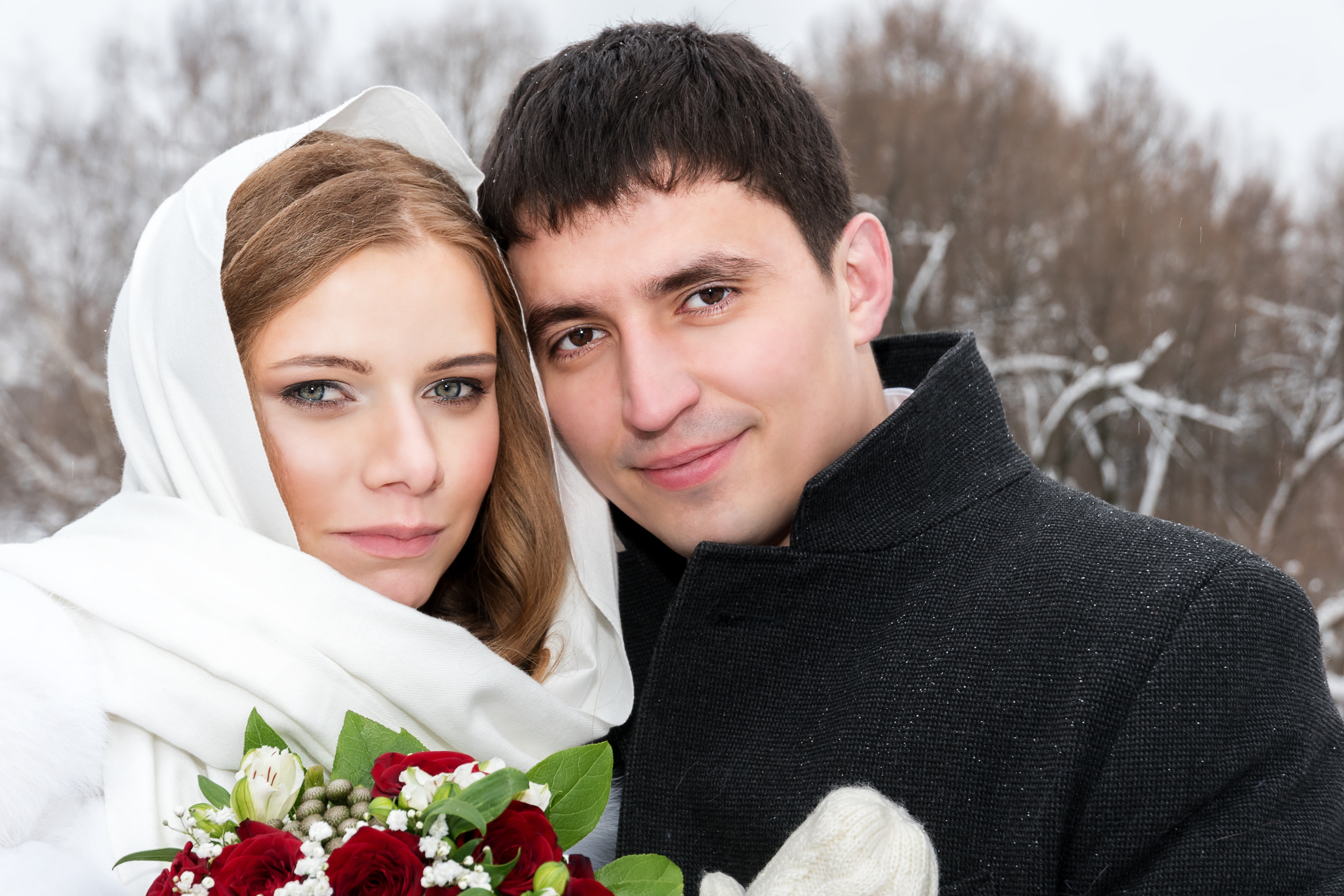 Фотосъемка свадьбы зимой в Царицыно