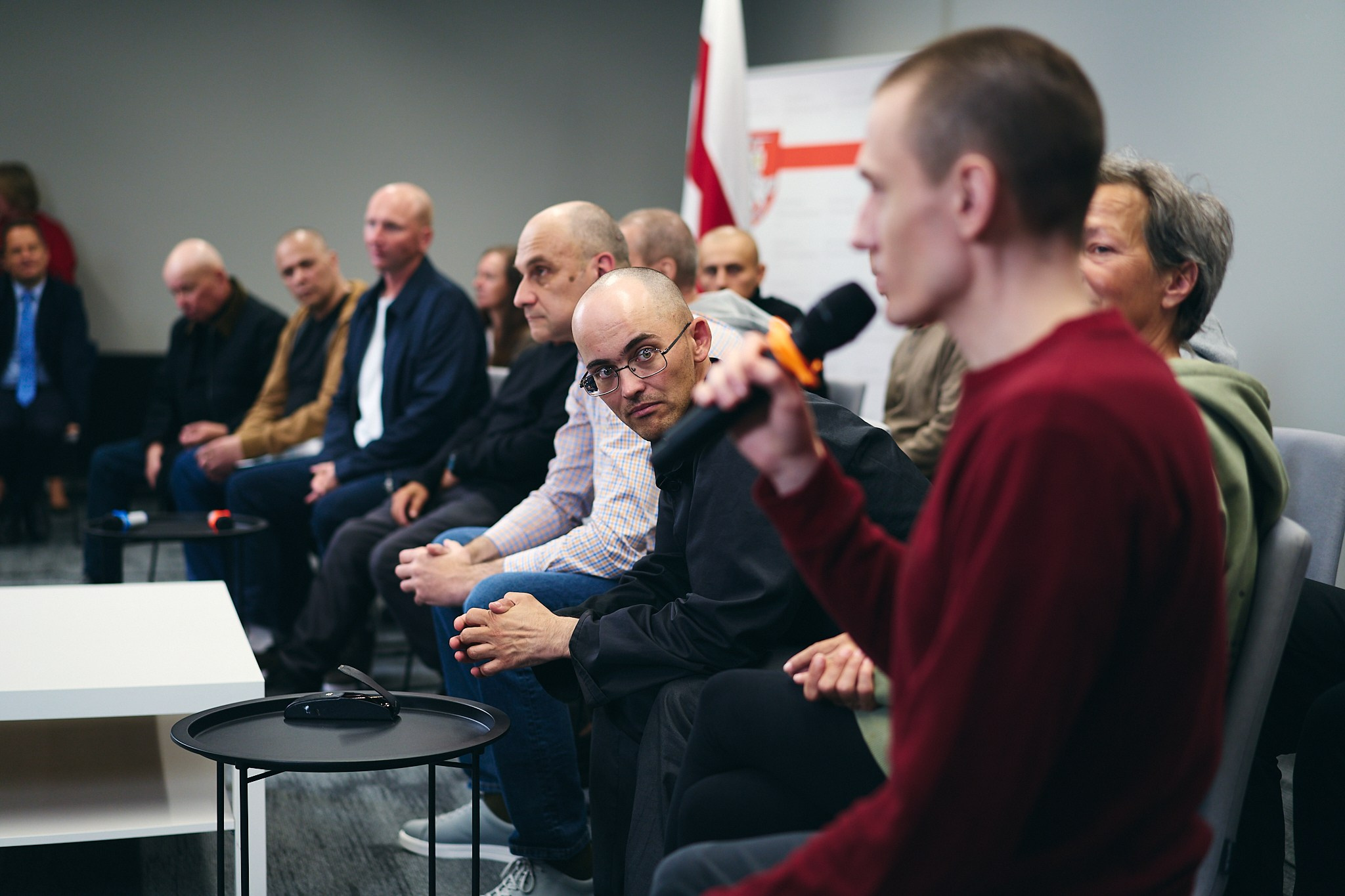 Press conference with Sviatlana Tsikhanouskaya and released political prisoners. Photographer in Vilnius
