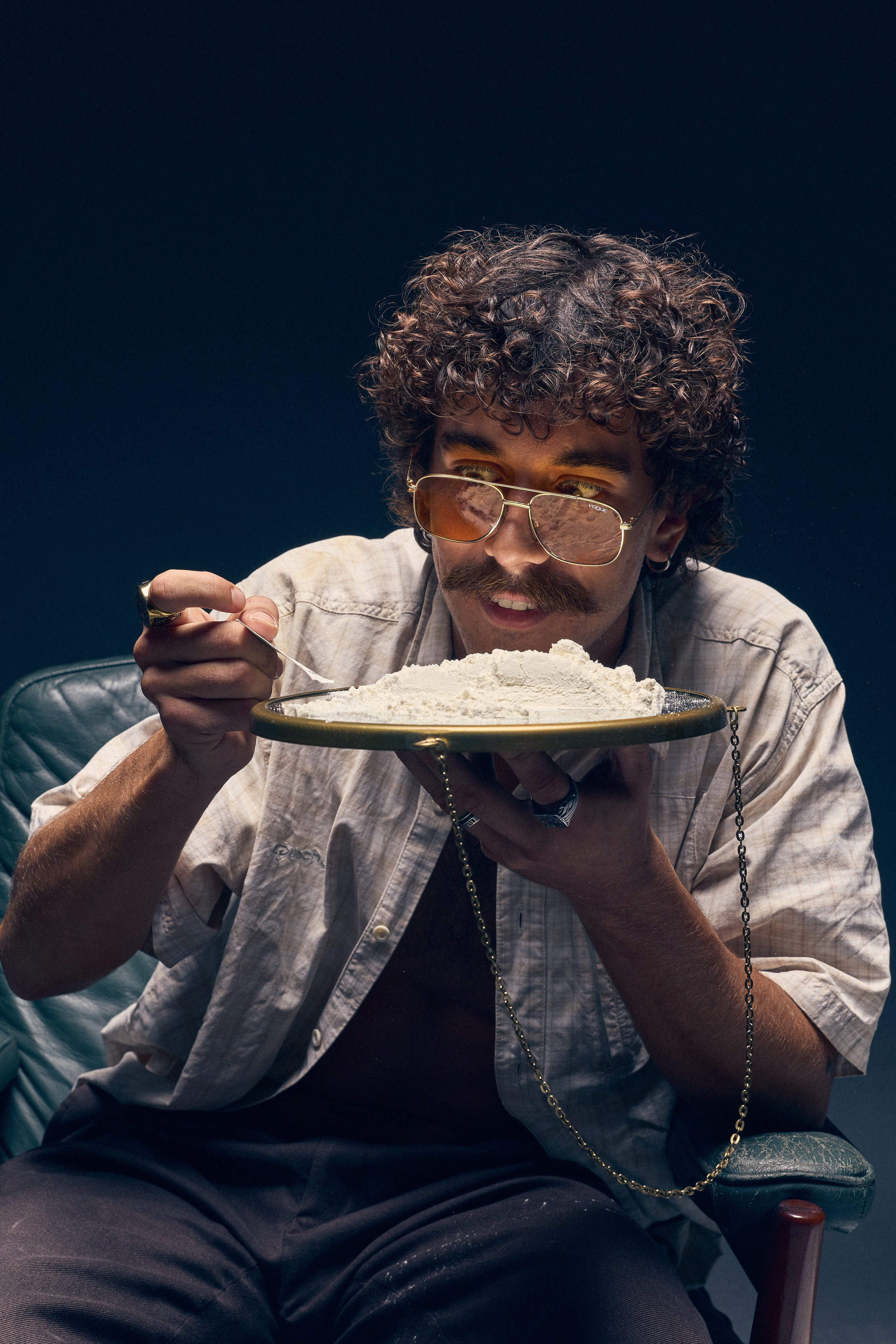 Studio retro portrait of man with confident expression