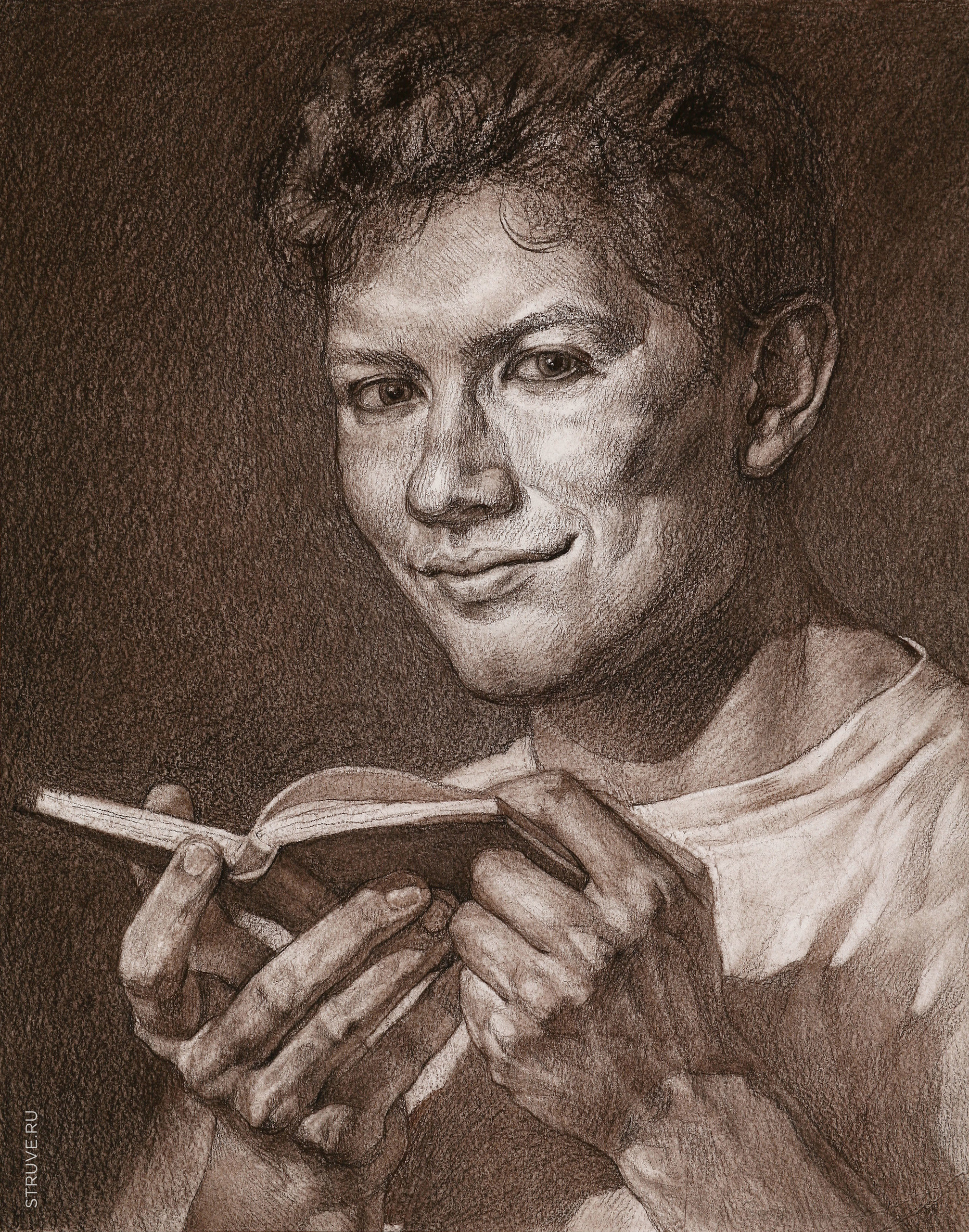 Портрет мужа. Бумага, сепия. 1997