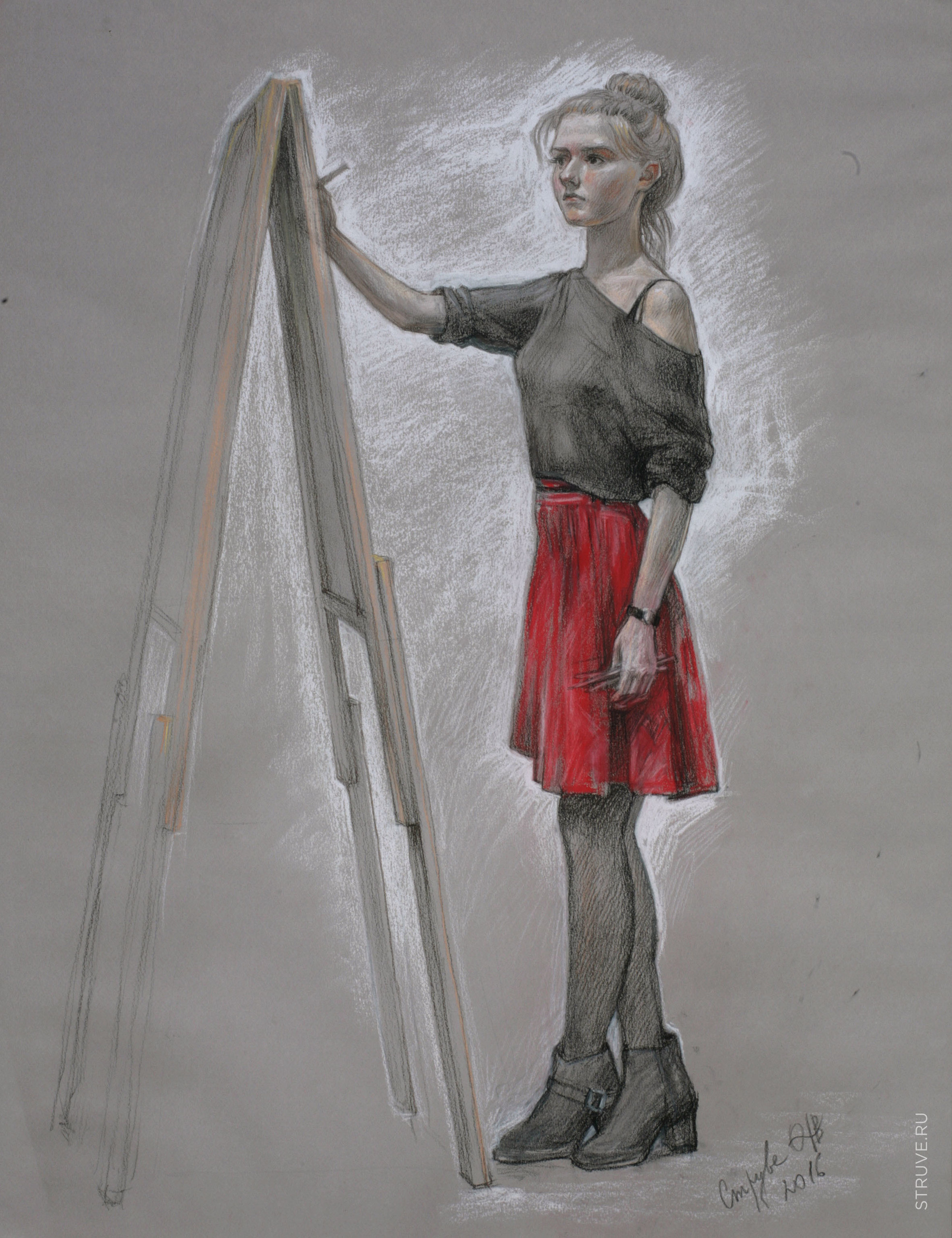 Студентка за мольбертом. 2016