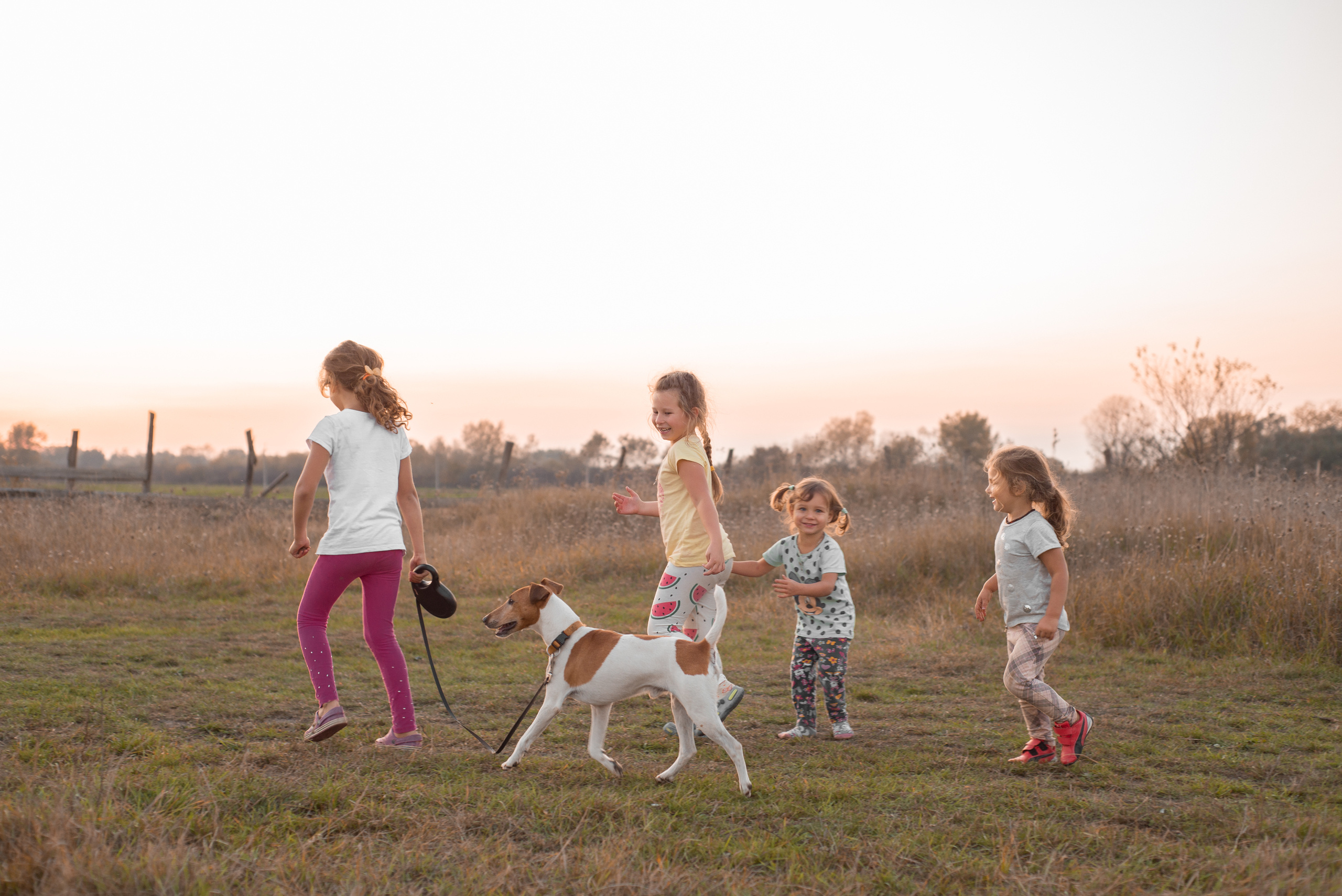 Деревенские девчёнки с собакой. Октябрь 2019. JuliaKram.ru
