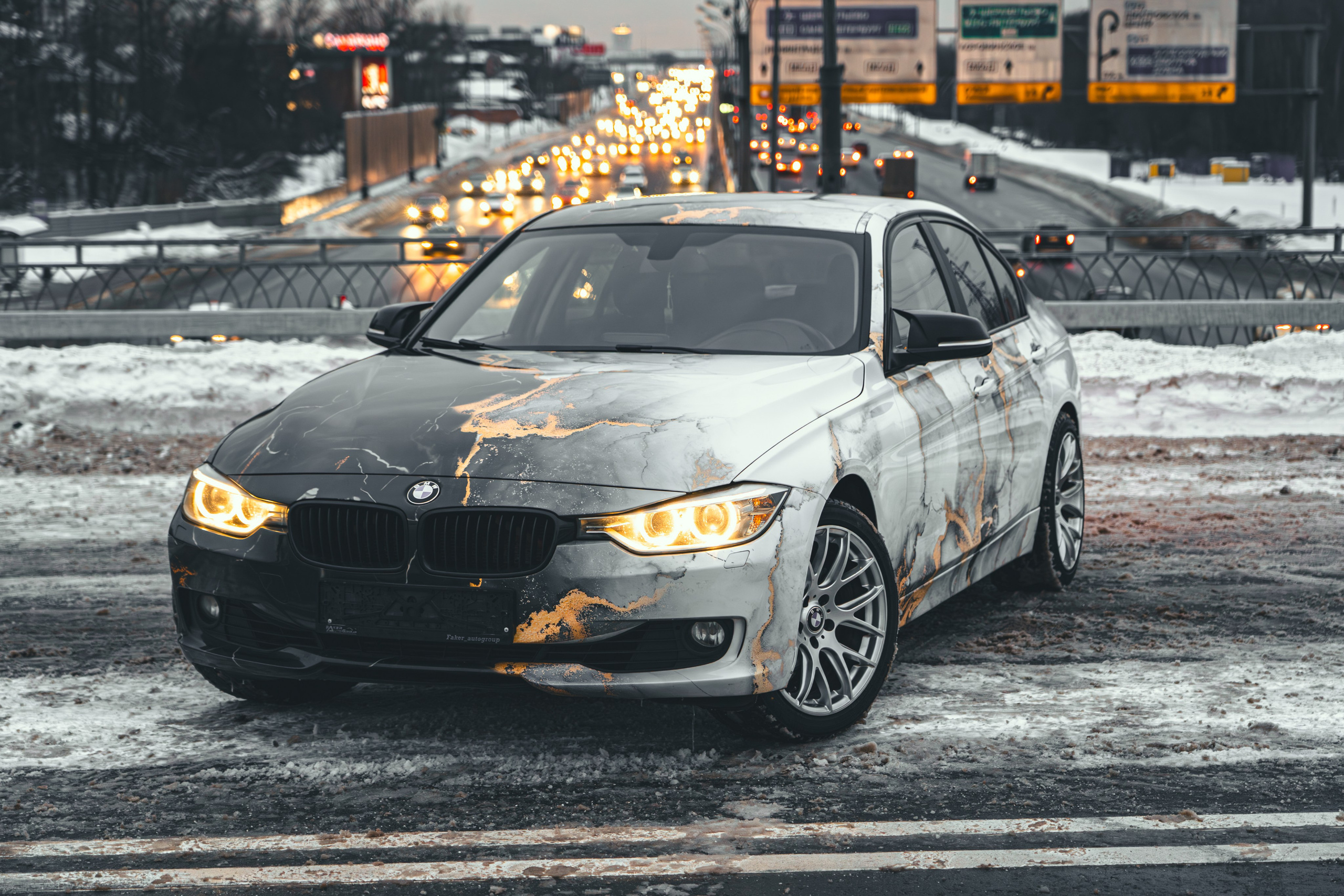 Винилография на BMW 3 F30. Студия дизайна и оклейки авто Barmaley Design