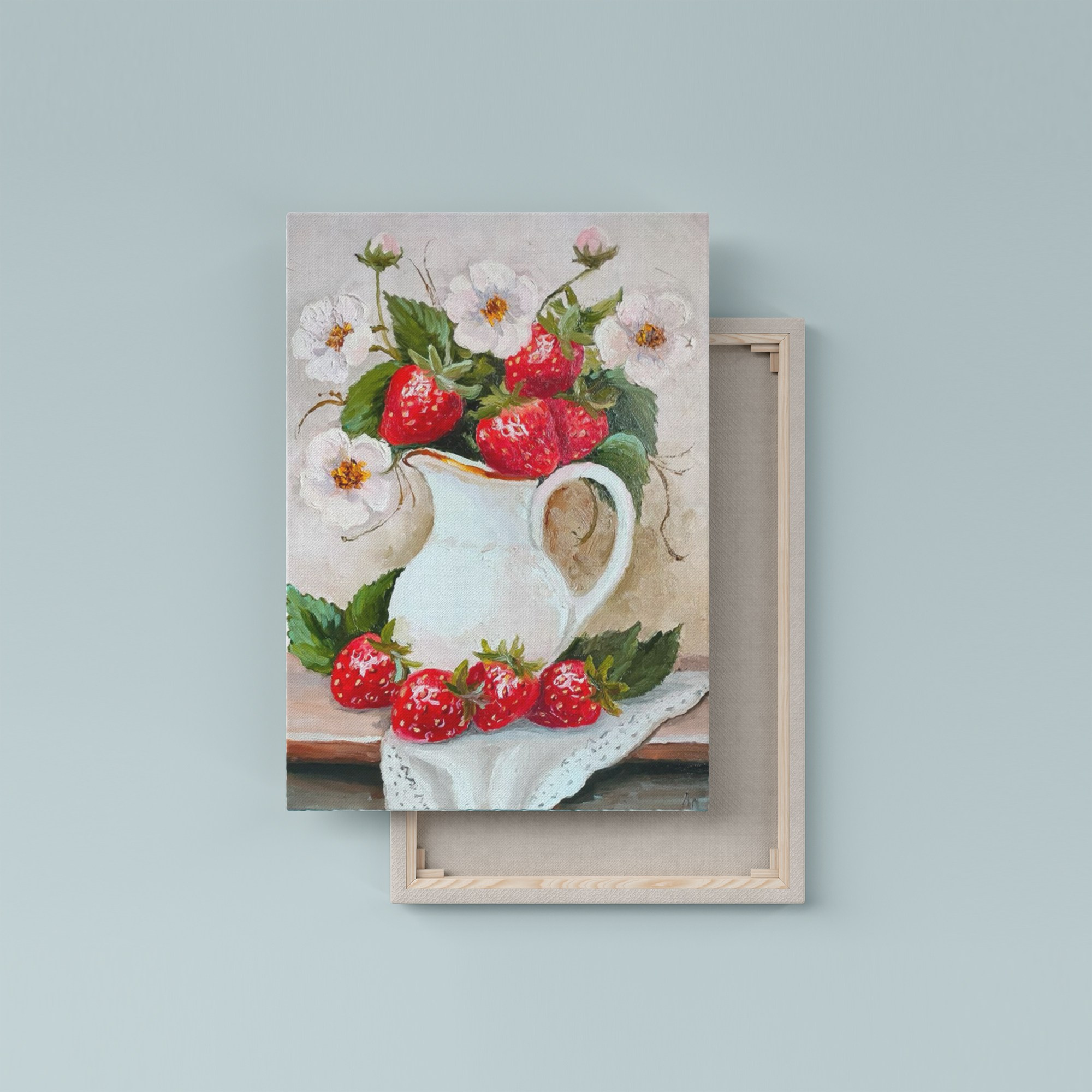 Масляная живопись натюрморт с клубникой