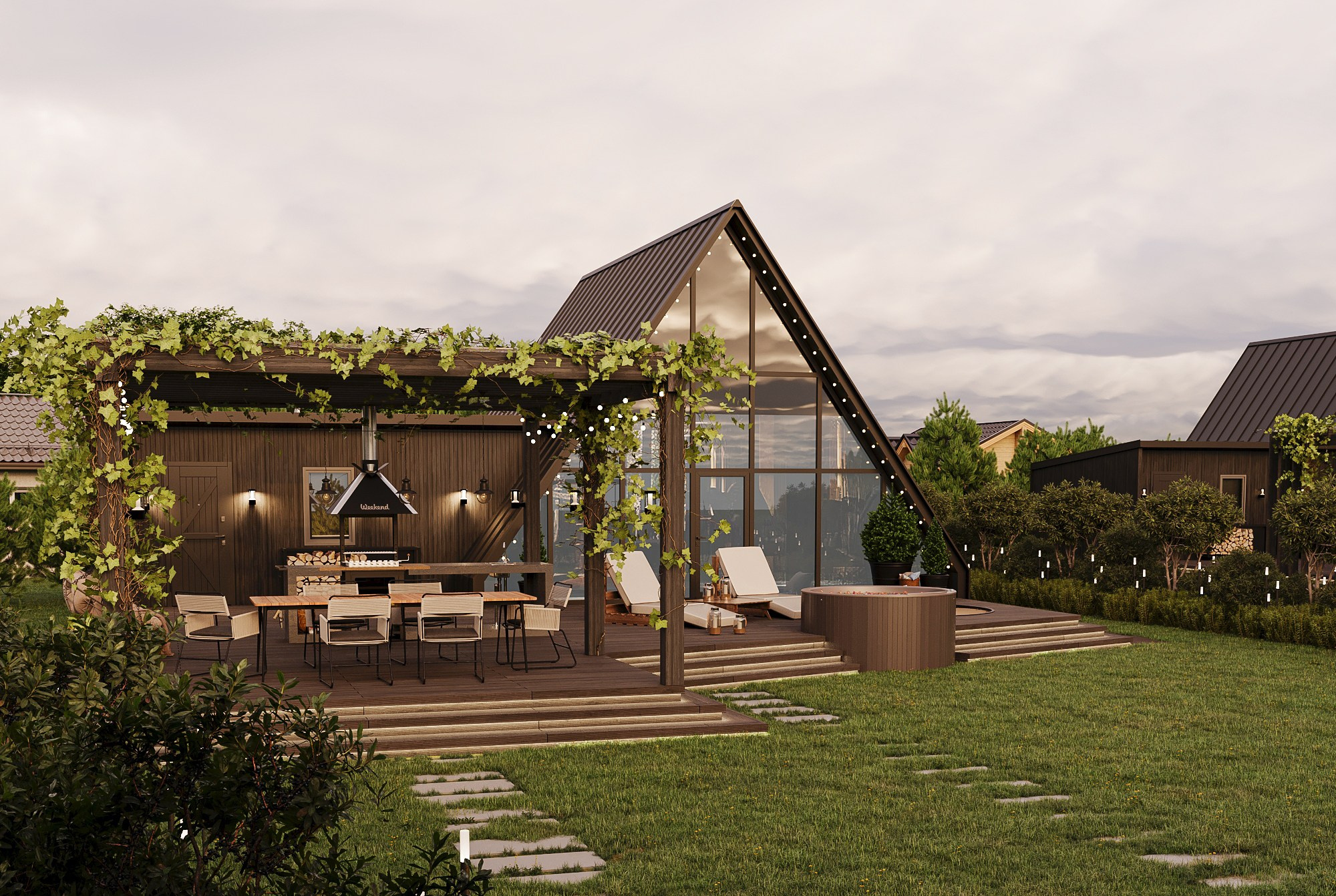 Эскизный проект двух А-фрейм домов, г. Тюмень. Дизайн интерьера и экстерьера в Санкт-Петербурге Яна Емельянова