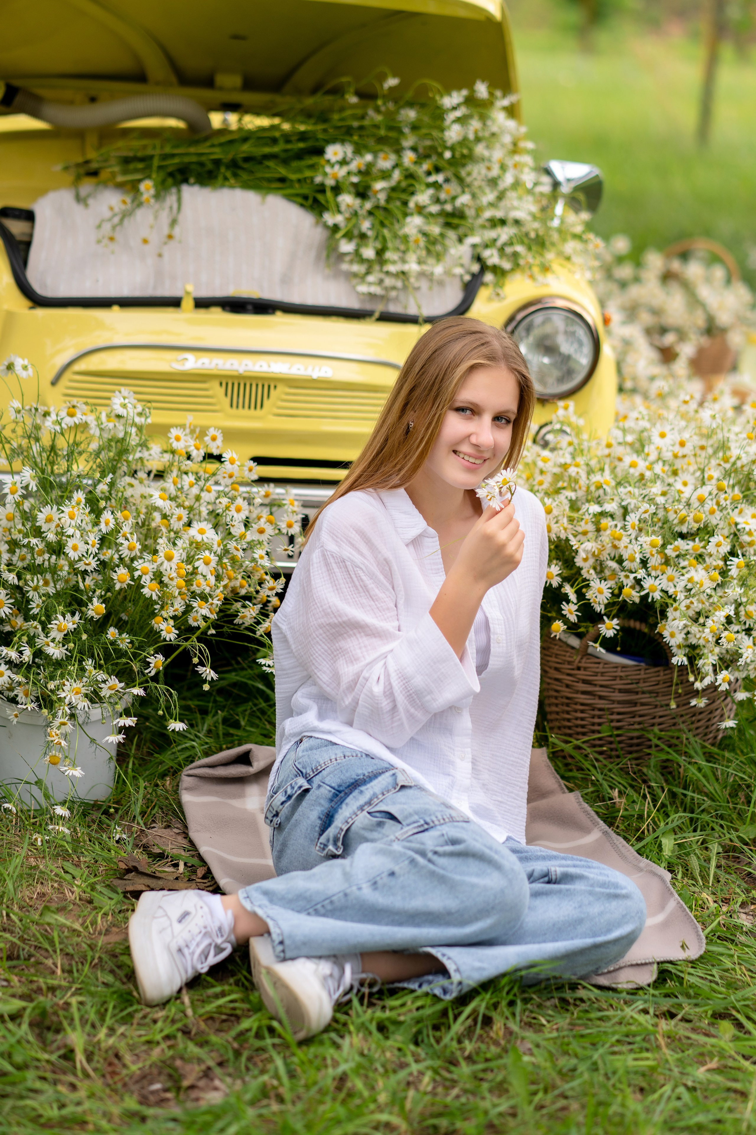 Фотодень Машина с ромашками. Семейный и свадебный фотограф Минск, Беларусь Анна Орловская