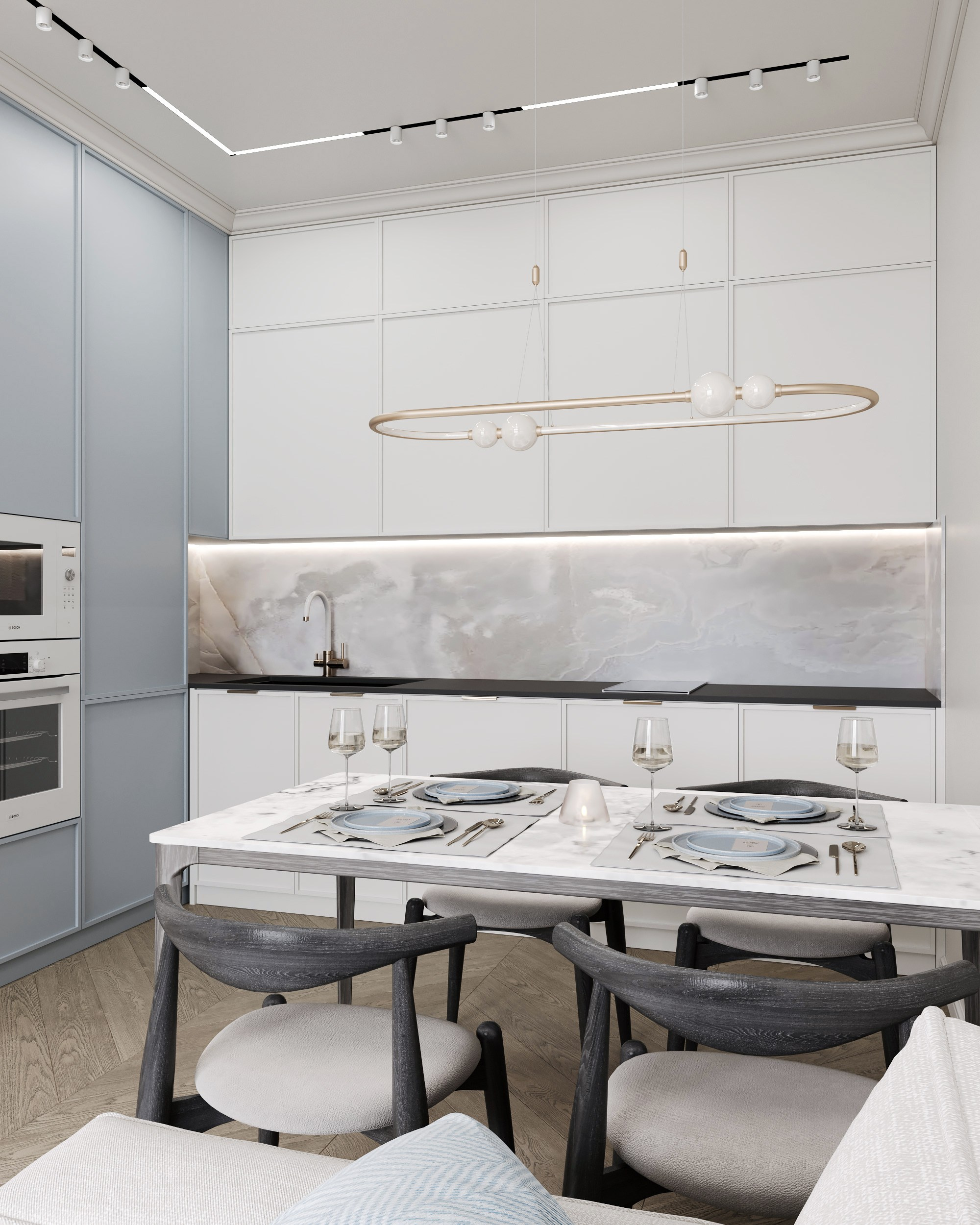 Blue Classic. Дизайн интерьера | 3D визуализация | Миланская Марина