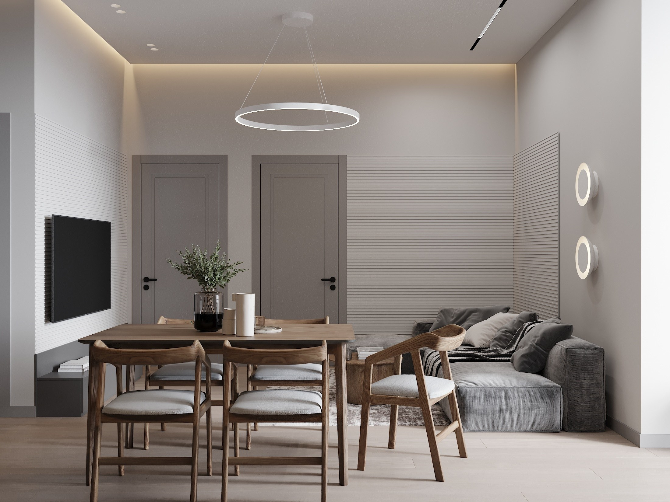 ЖК Лесной Квартал 81.7 кв.м. Дизайн интерьера, 3D-визуализация Владивосток