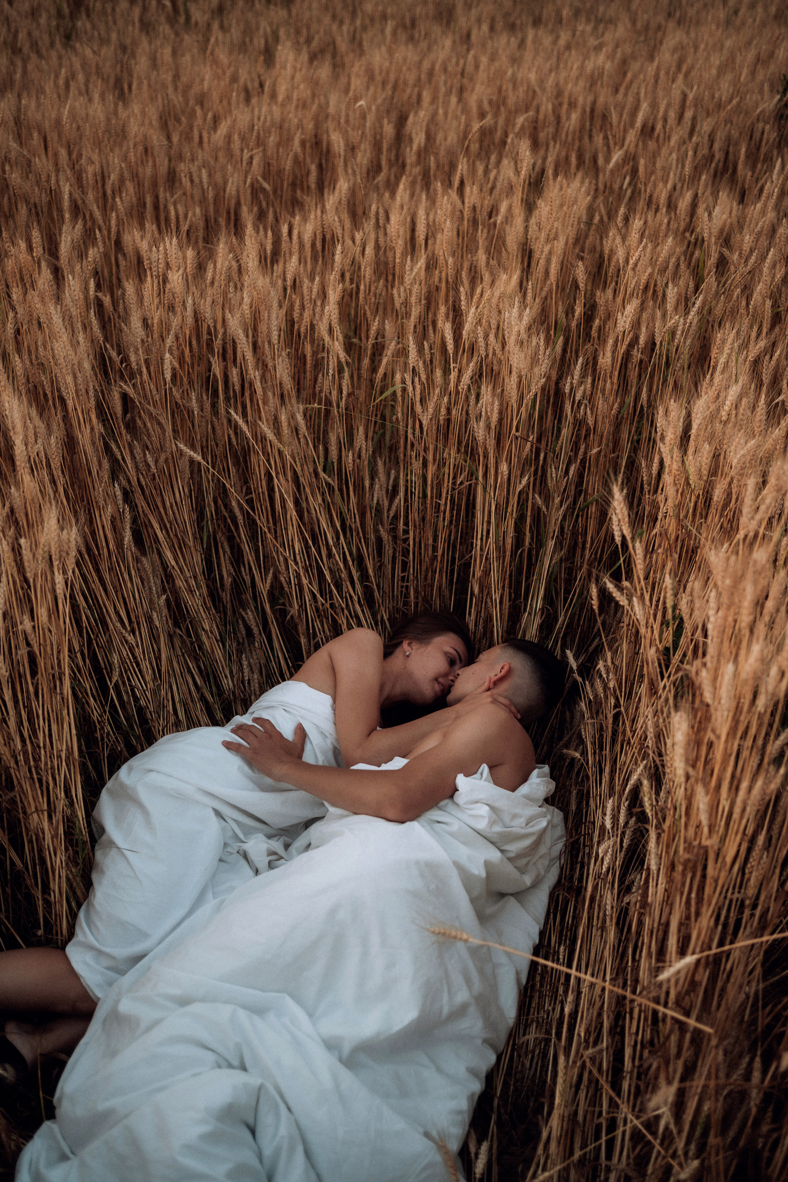 Влюбленная пара в пшеничном поле. Семейный фотограф в Москве и в Домодедово Екатерина Патракова