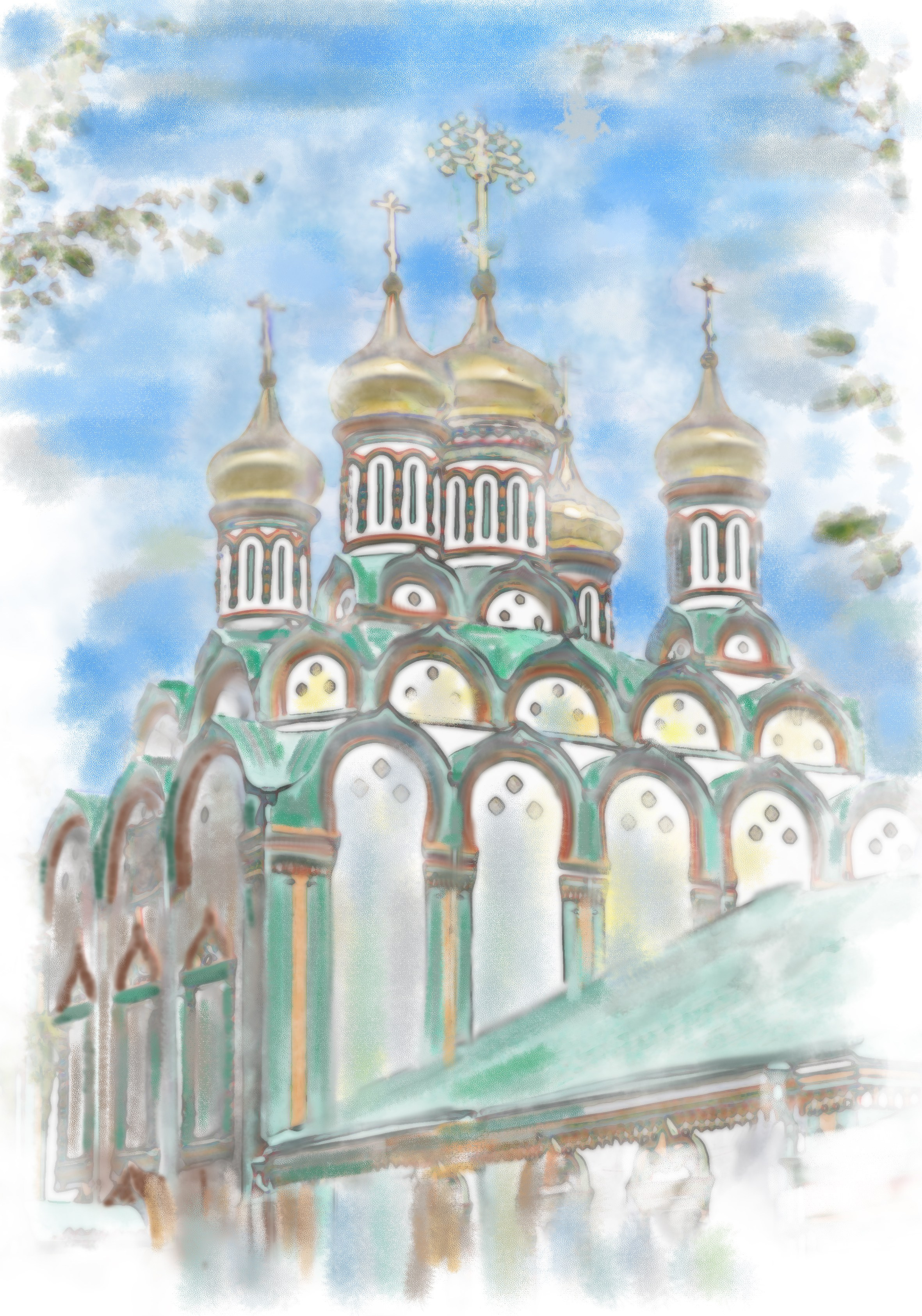 Работа над Цифровой акварелью для обложки альбома. Фотограф на крестины