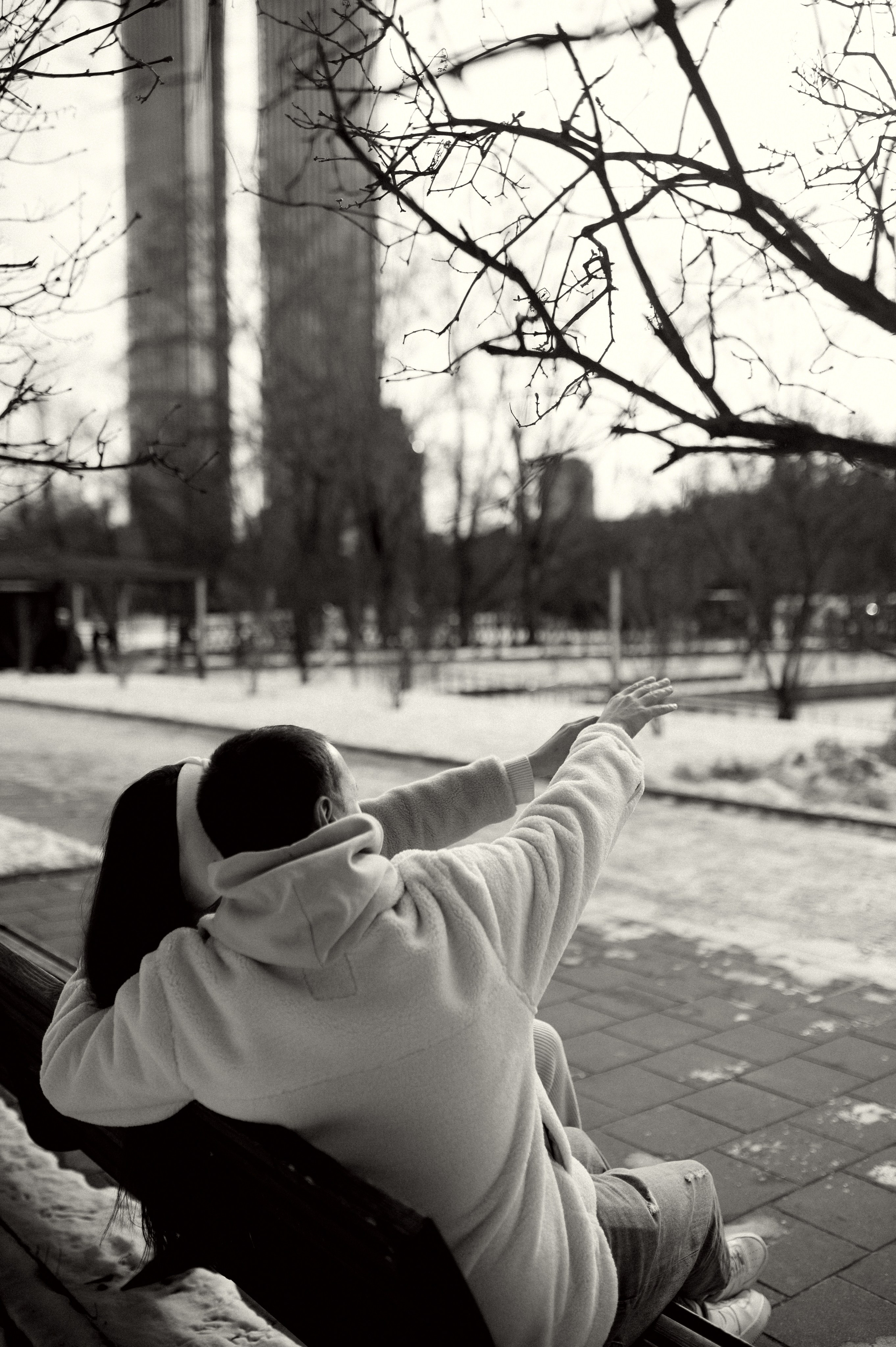 Лавстори стрит фотосессия в зимней Москве. Семейная фотосессия Бутово Москва фотограф Алина Морщагина