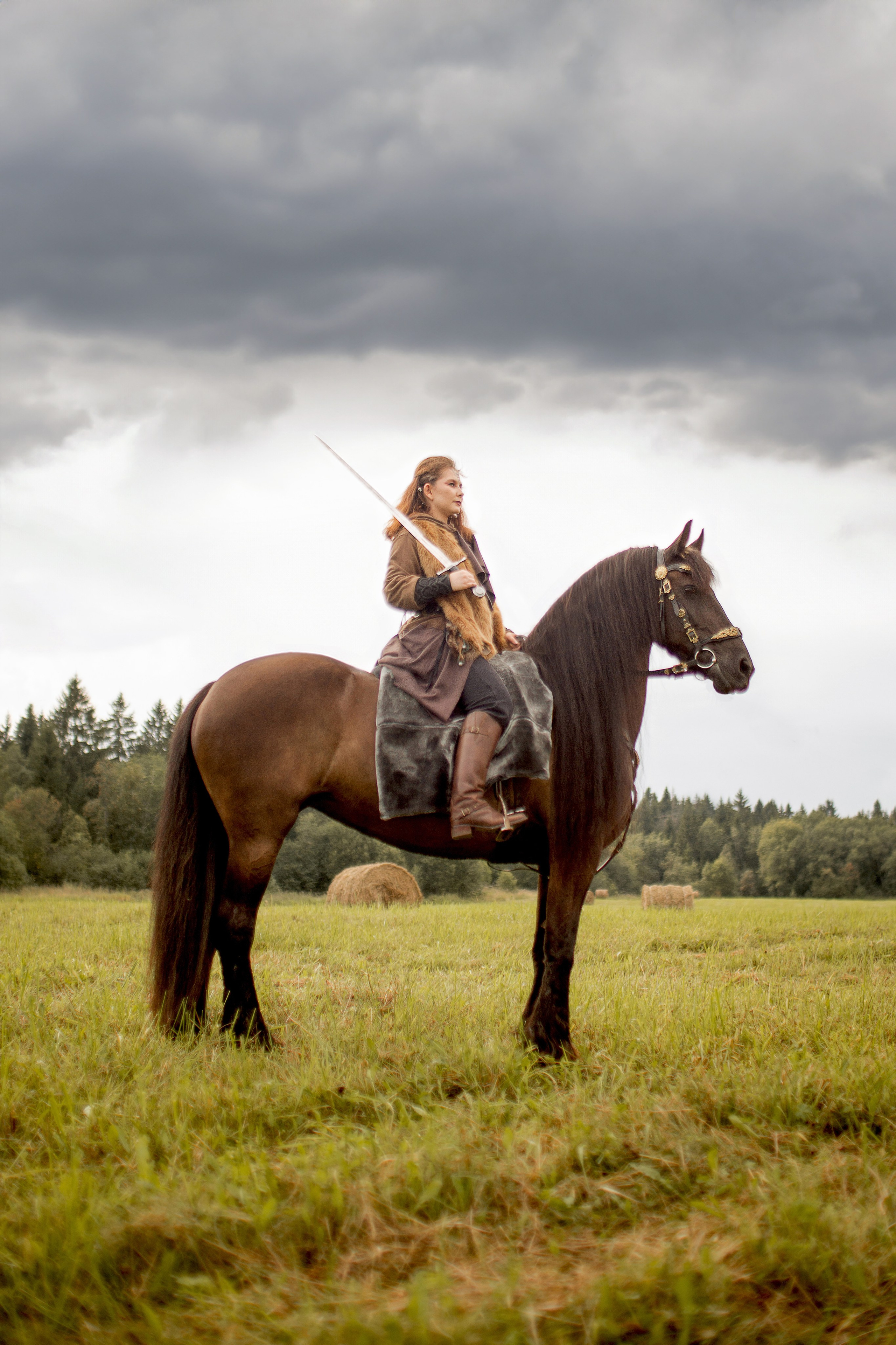 Фотосессия с лошадью в стиле викингов