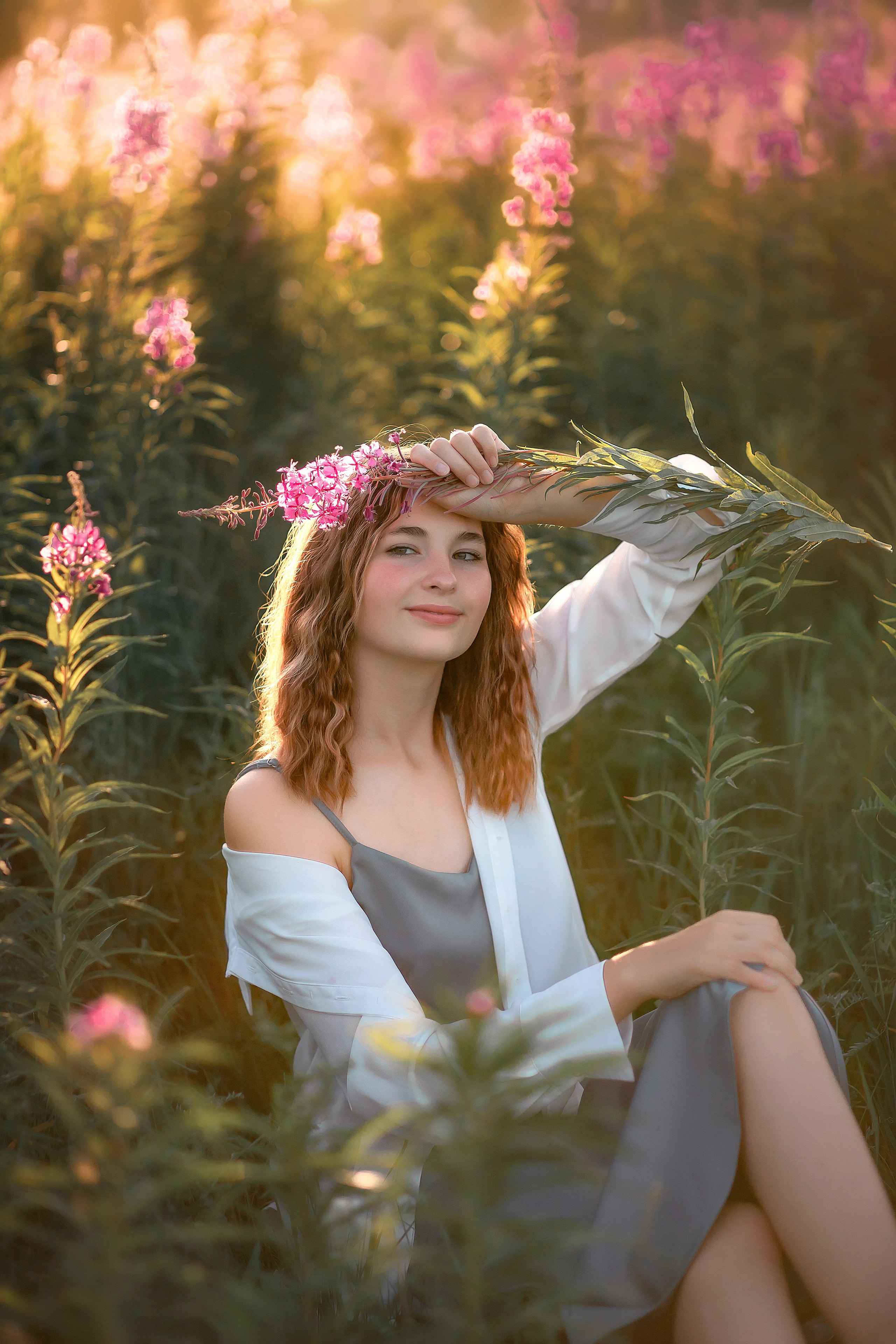 Волшебный закат в поле Иван-чая. Детский и семейный фотограф в Красноярске Юлия Бирюкова