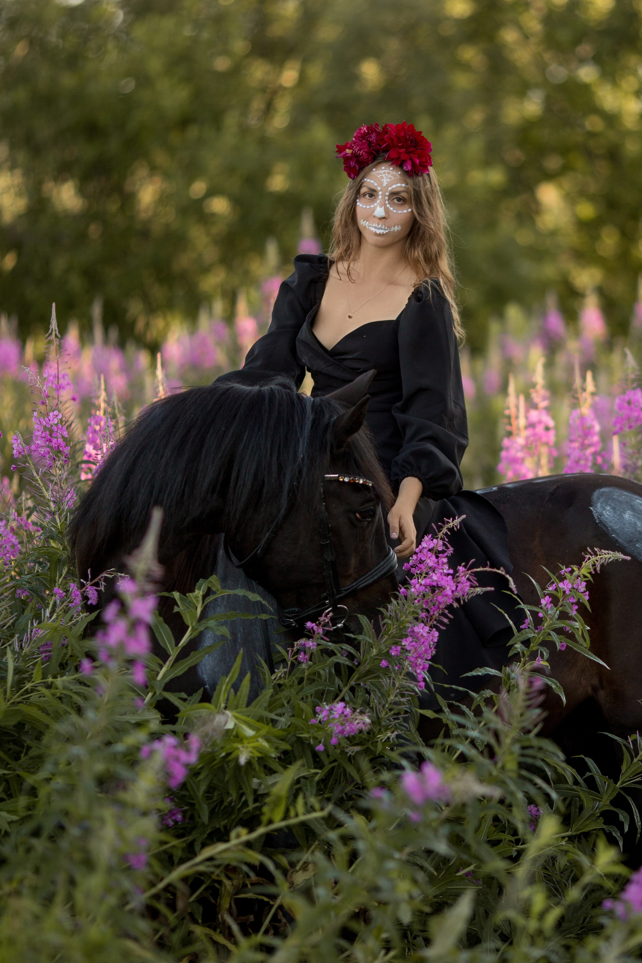 Фотосессия с стиле хэллоуин с лошадью