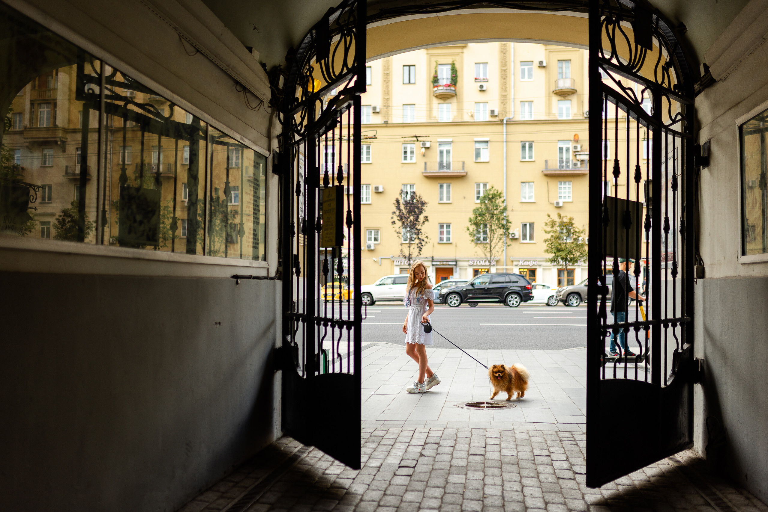 Патриаршие пруды, фотосессия со шпицем Гарри. Semerlina.ru