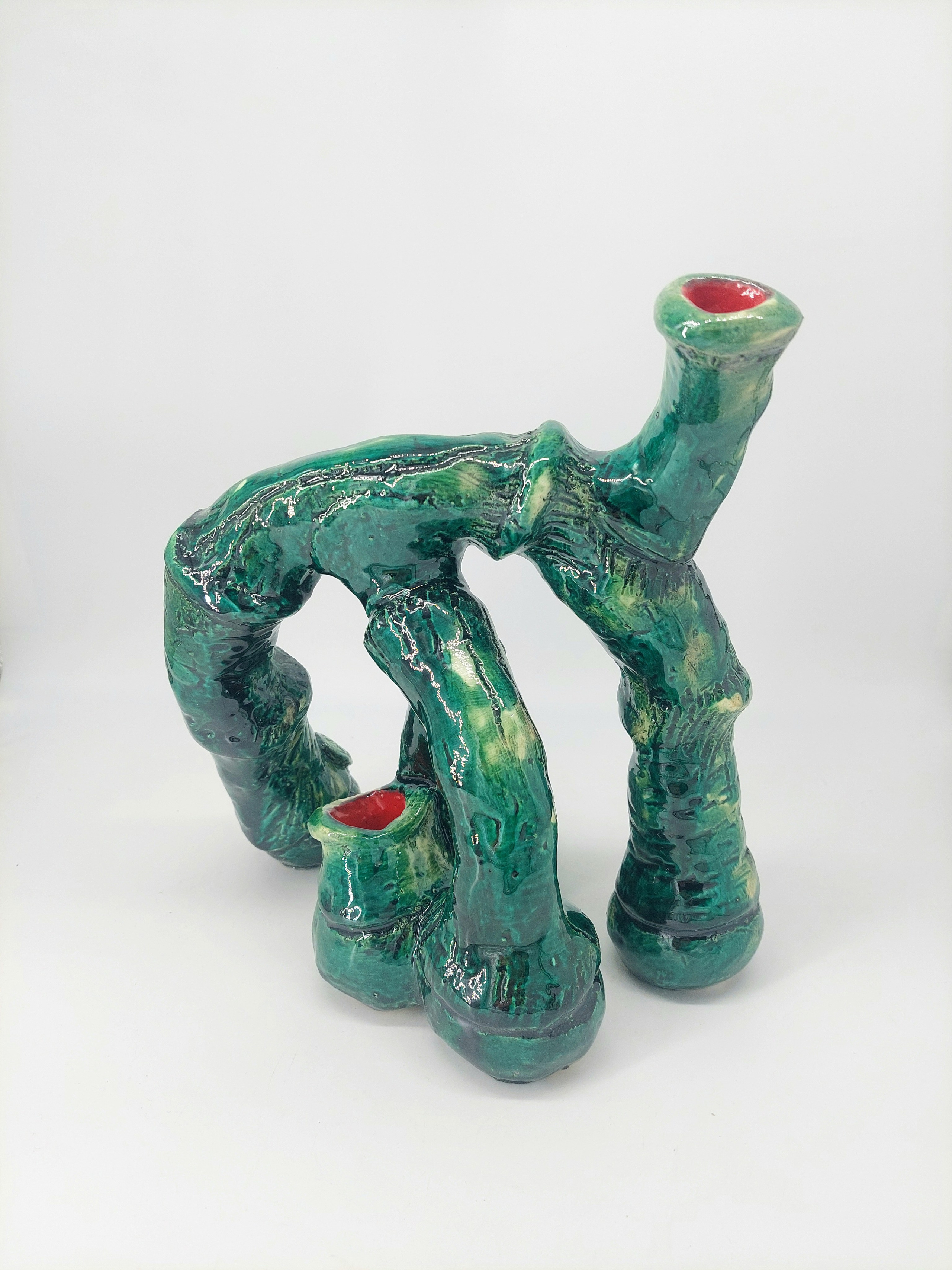 Ваза. Шамот, ангобы, глазурь, 26 х 26 см