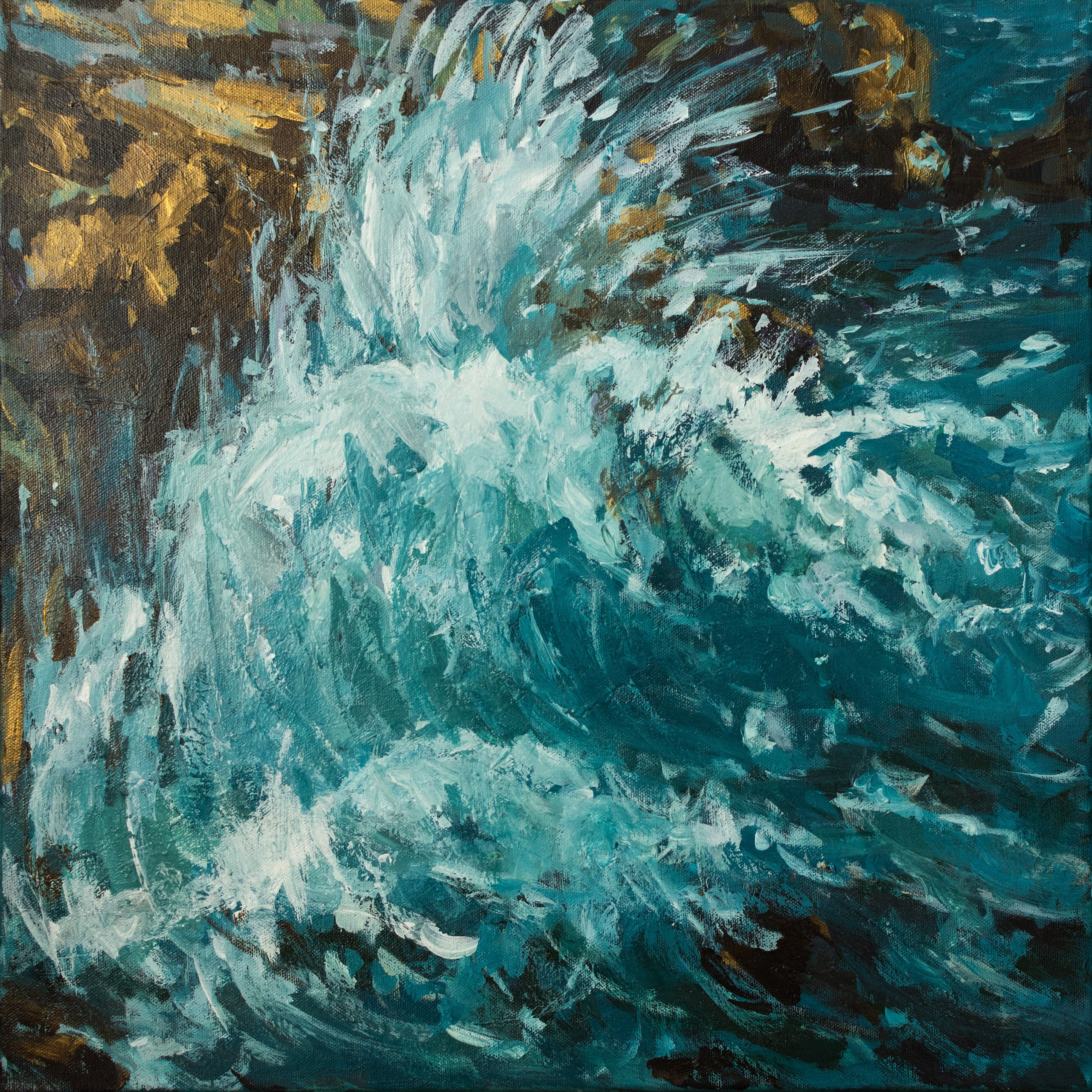 "Diptych of waves" acrylic on canvas, 50x50cm, 2026 left part