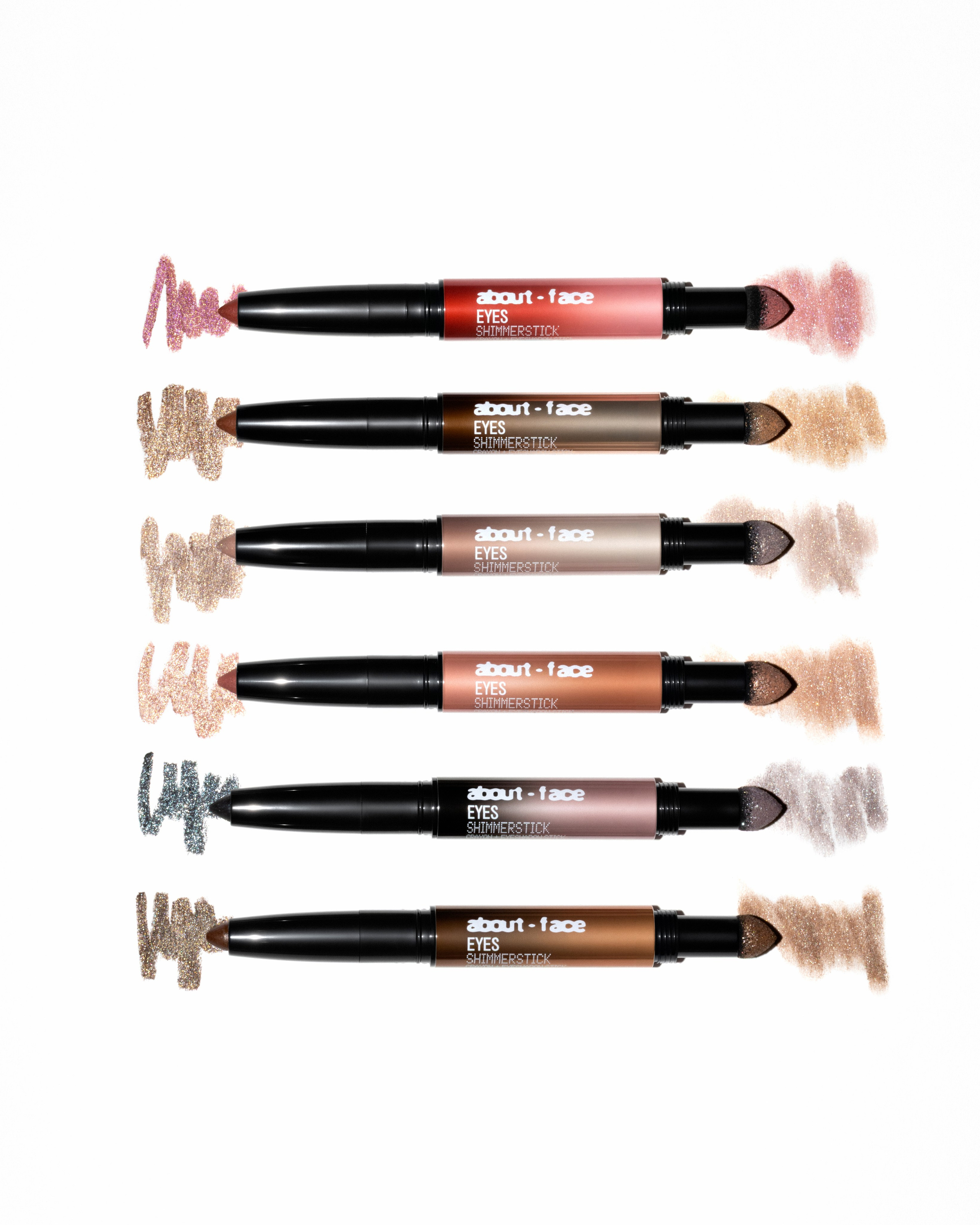 About Face shimmer sticks eye shadow. Retouching, photo editing, portfolio retoucher