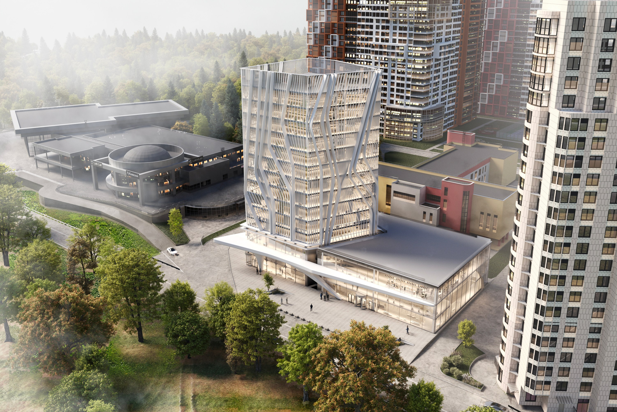 Многофункциональный центр Рублевской шоссе. Интерьеры и архитекура