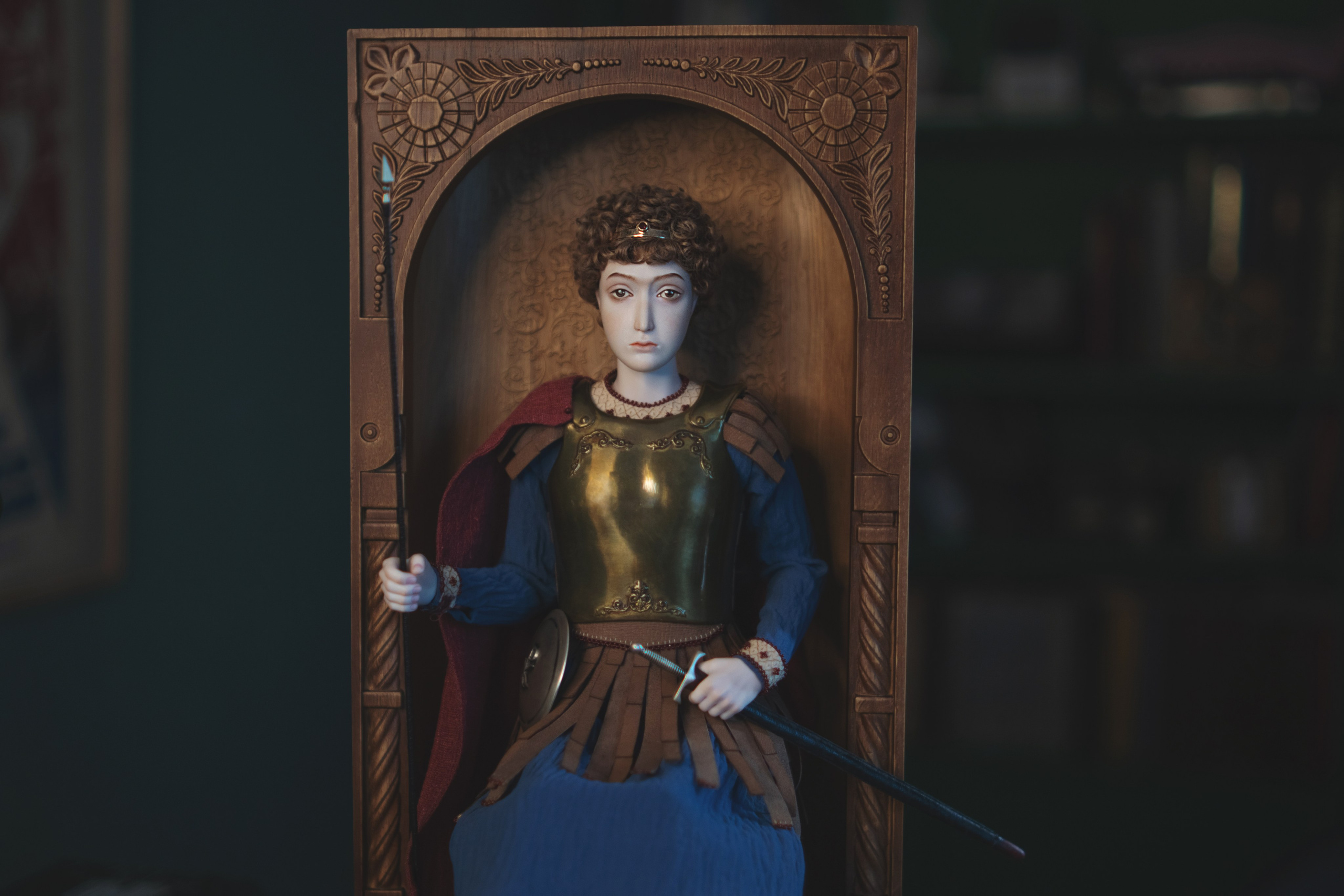 Шарнирная скульптура Святого Георгия 200 тыс руб. Авторские Шарнирные куклы и украшения из фарфора Алексаны Лавринчук