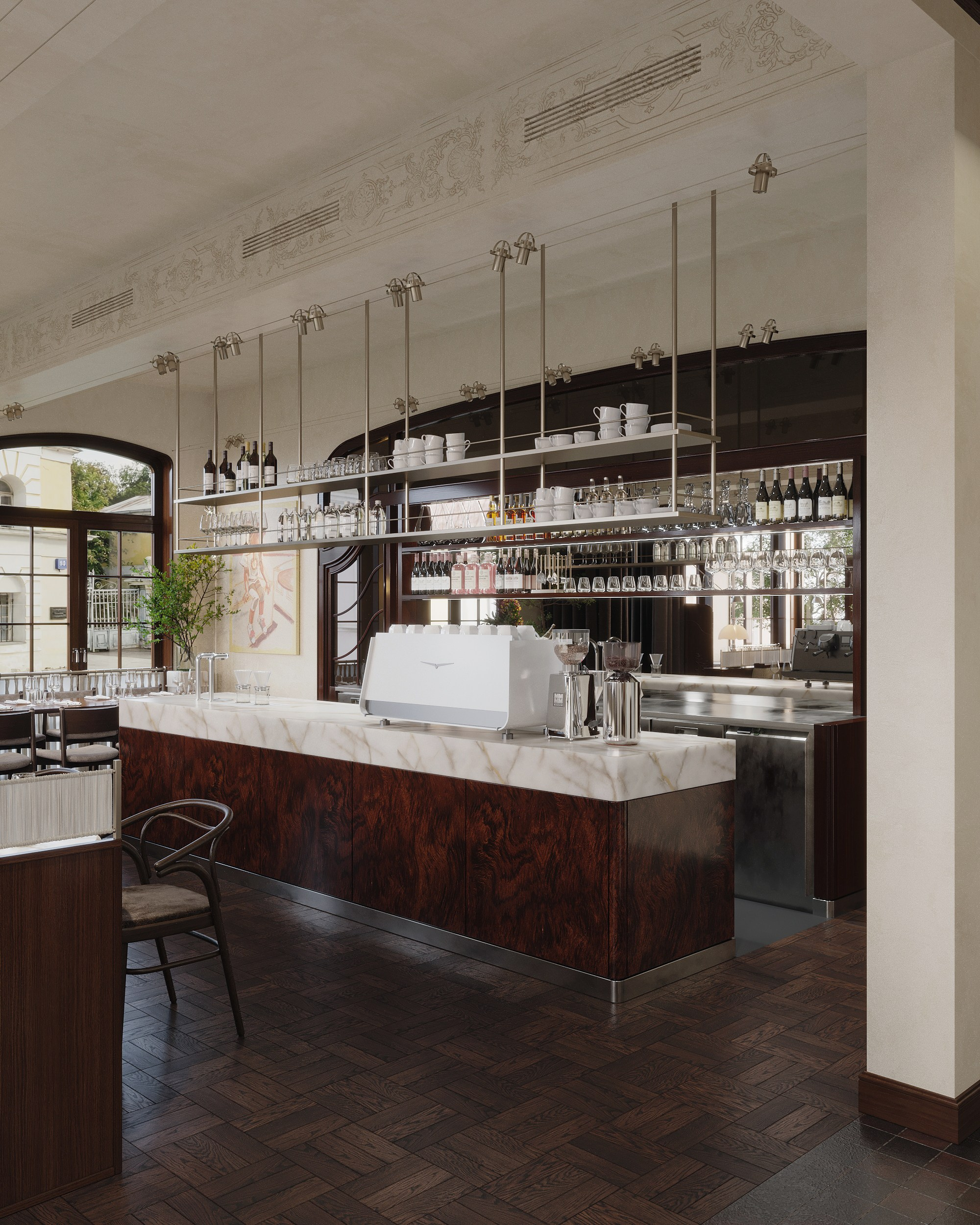 Restaurant in Moscow. Renders by TATYANA SHEVCHENKO