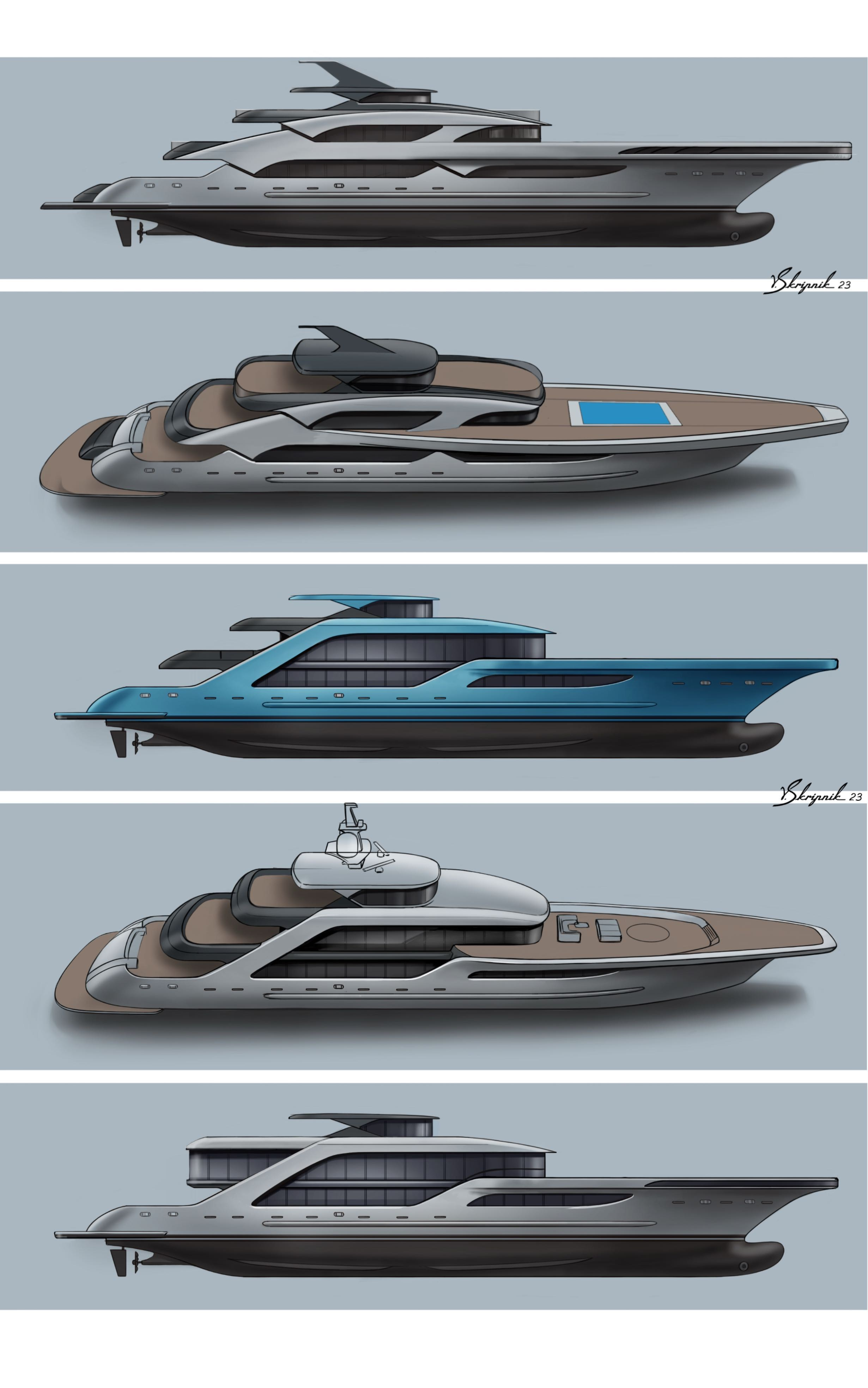 Дизайн проект мегаяхты 52 метра. Design Yachts and Cars