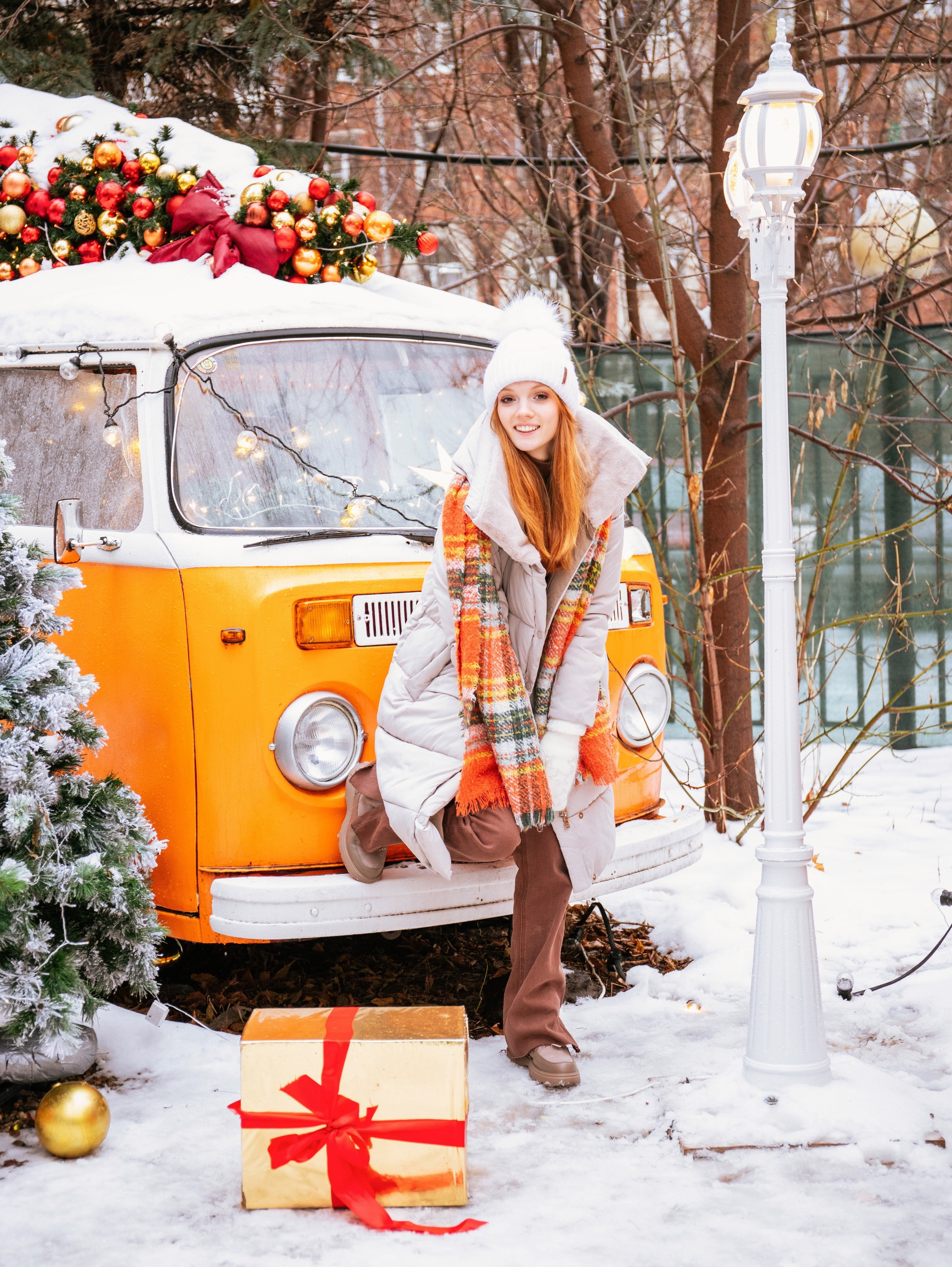 Новогодняя съемка с локацией «автобус». Свадебный и семейный фотограф в Москве Мила Широких