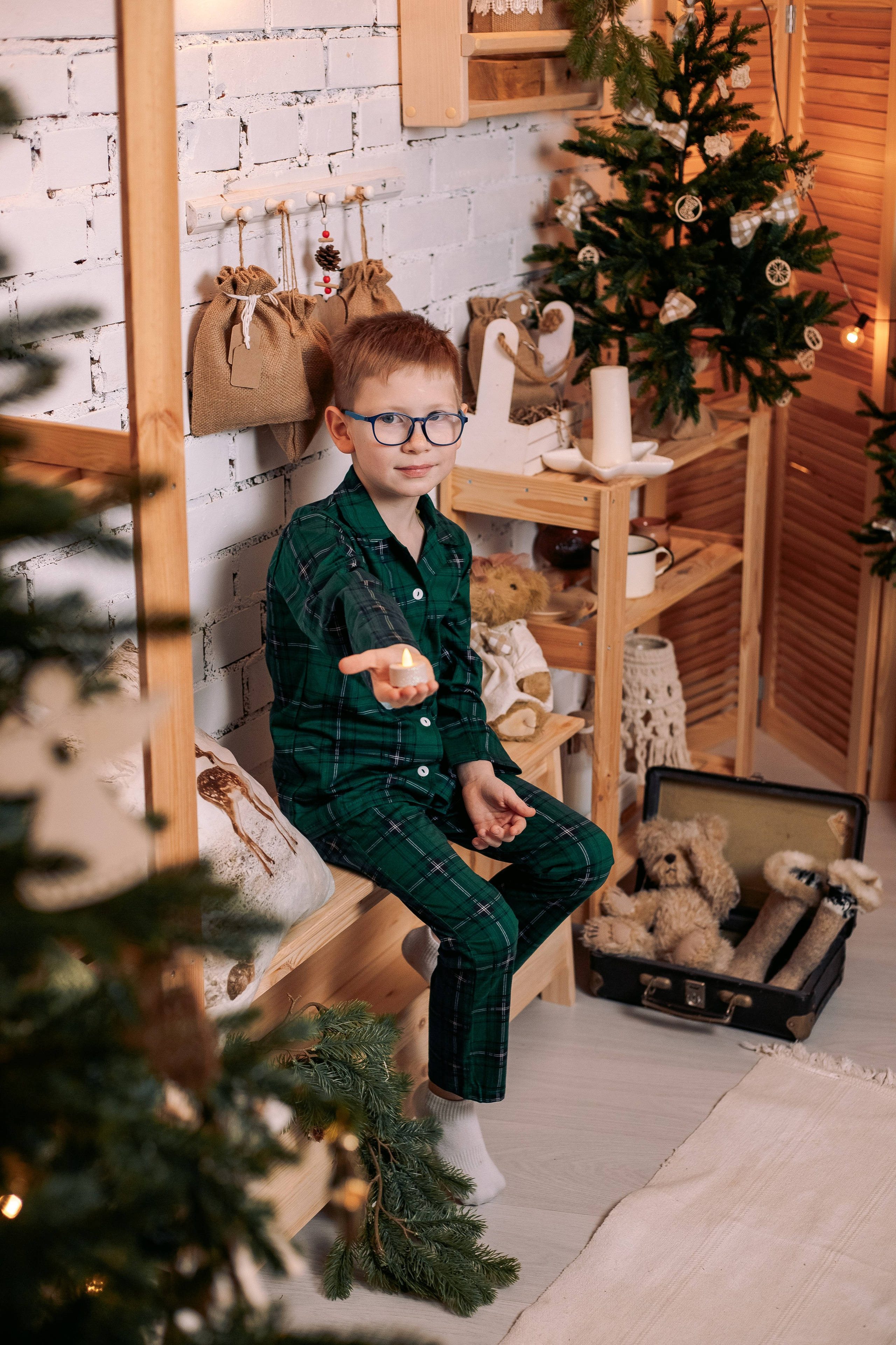 Новогодняя семейная фотосессия в фотостудии в пижамах. Фотограф в Санкт-Петербурге, Анна Скворцова