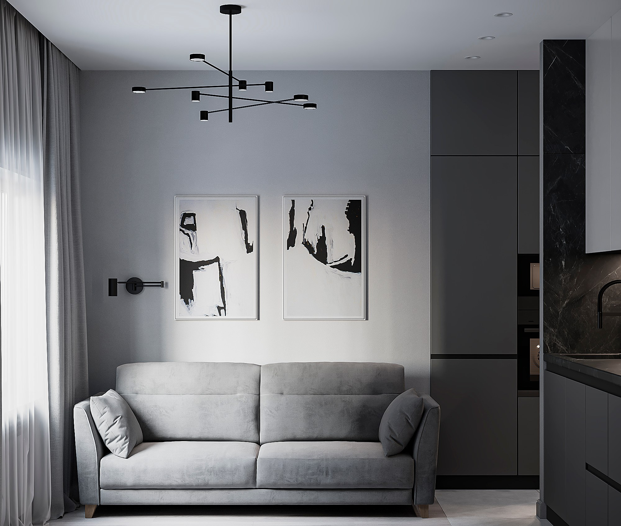 Небольшая квартира в серых тонах 🖤