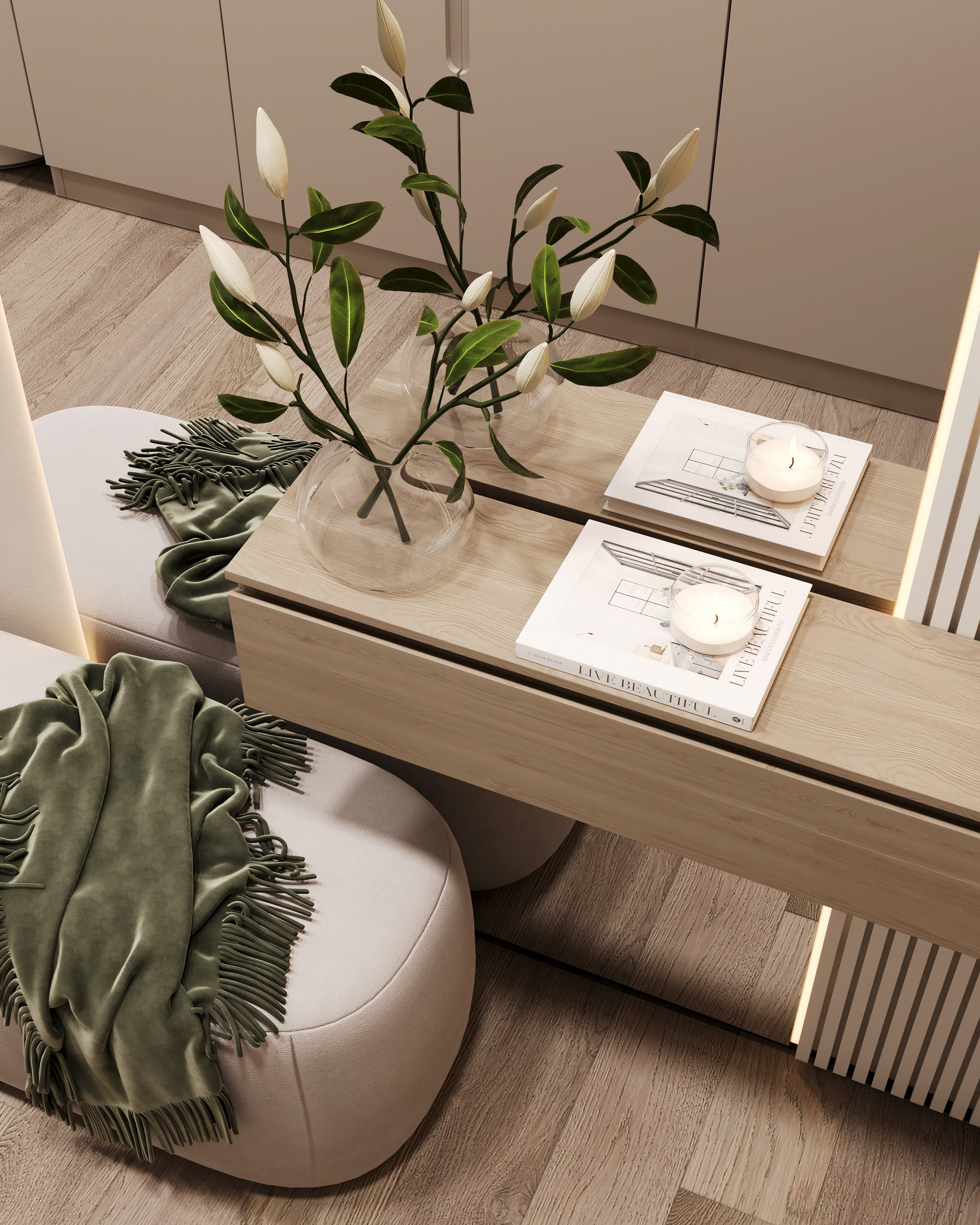 Bottle and Beige. Дизайн интерьера | 3D визуализация | Миланская Марина