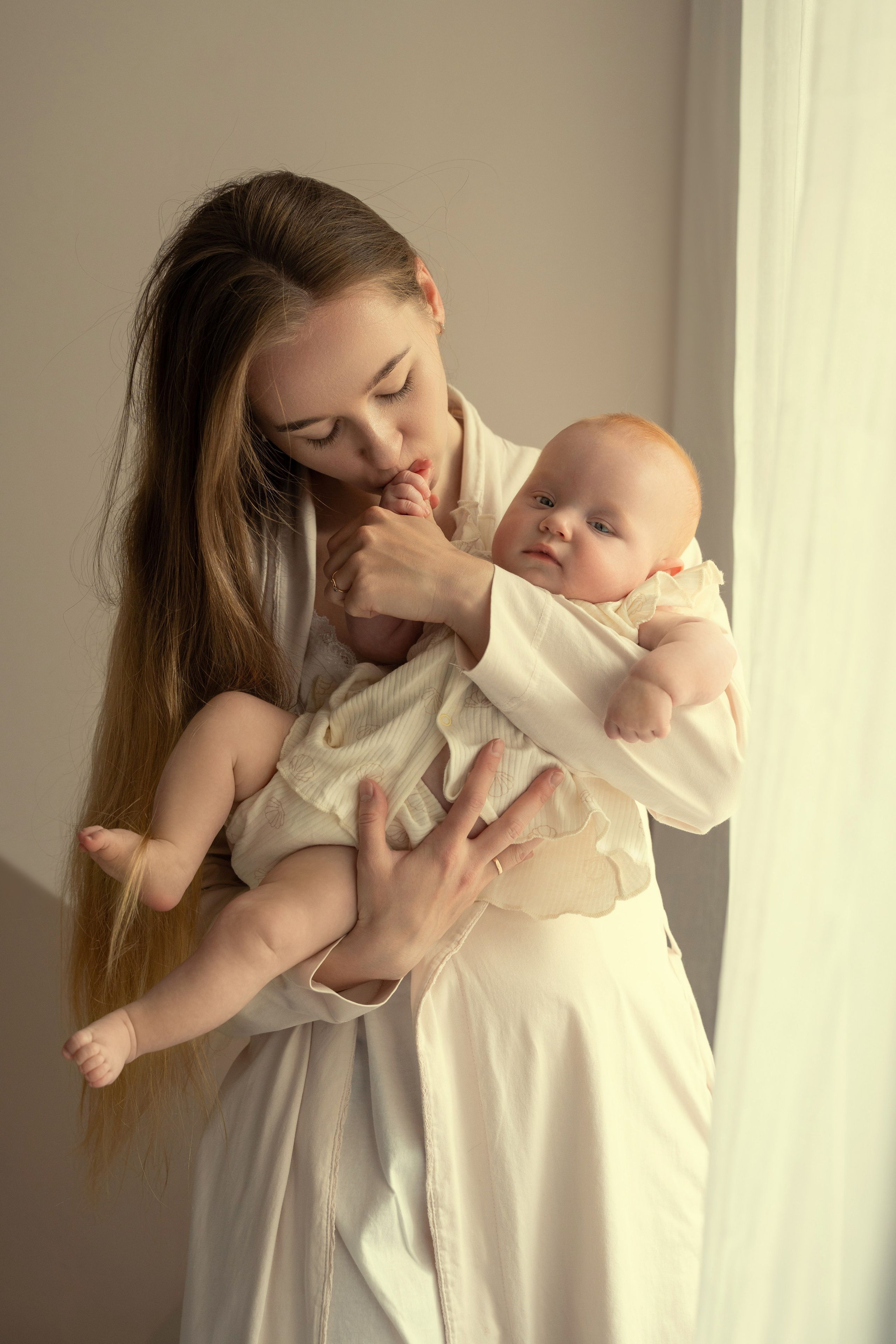 Фотосессия малышей до года дома