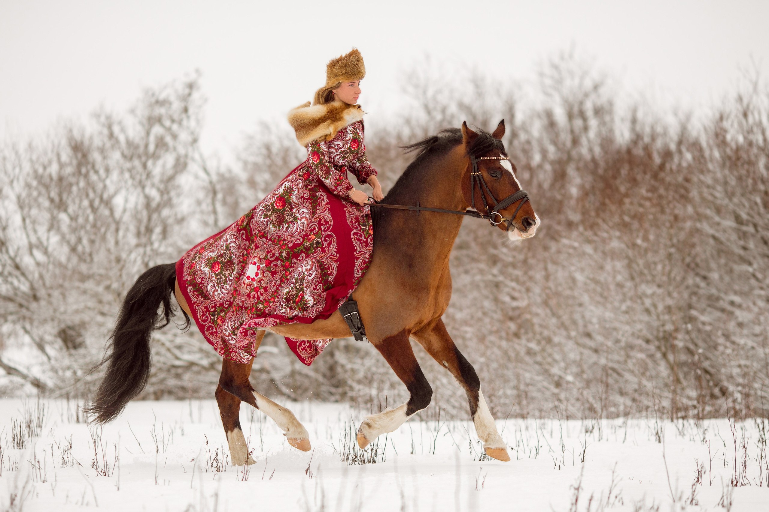 Фотосессия с лошадью в русском стиле
