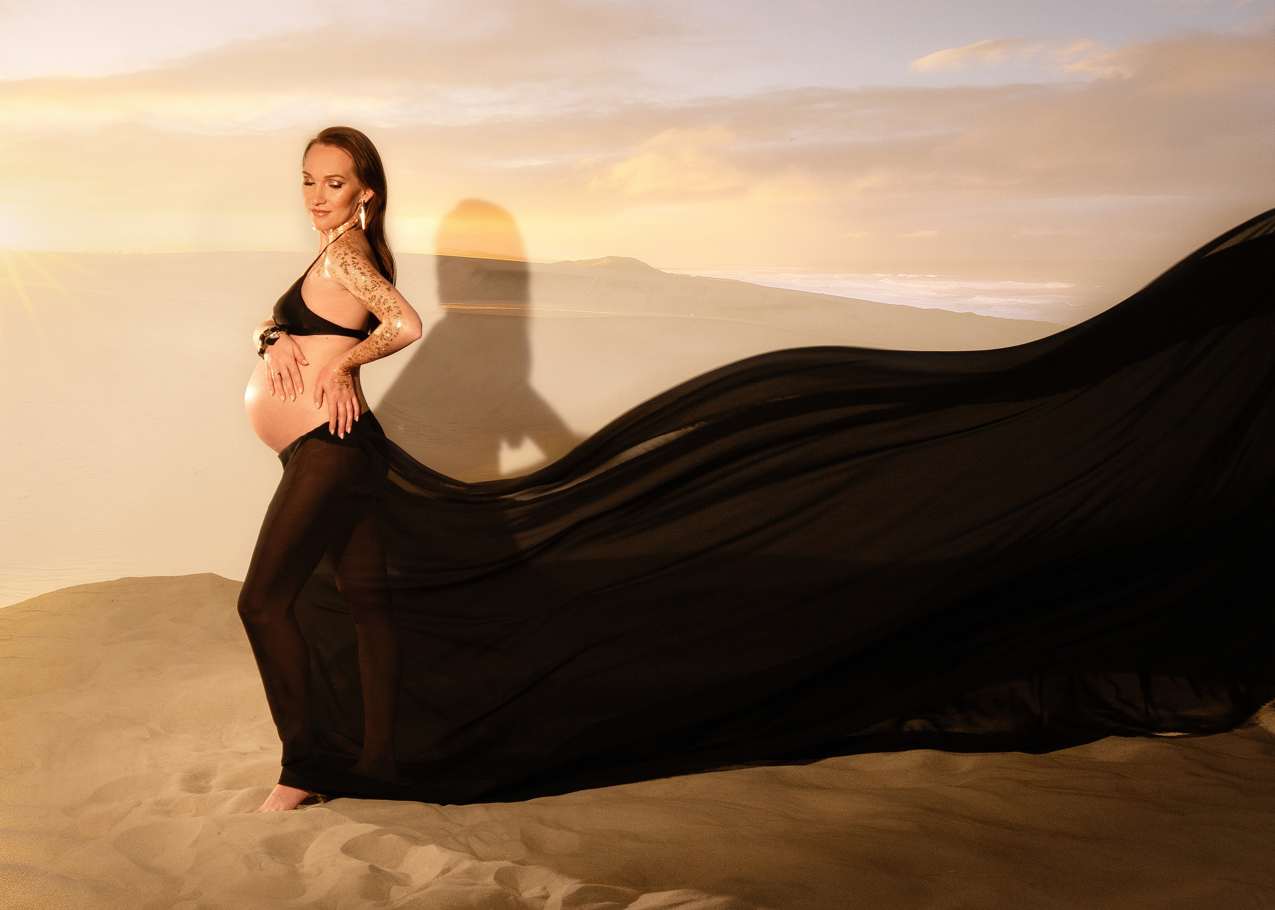 Черный шифон. Фотограф беременности в Екатеринбурге Илона Филатьева