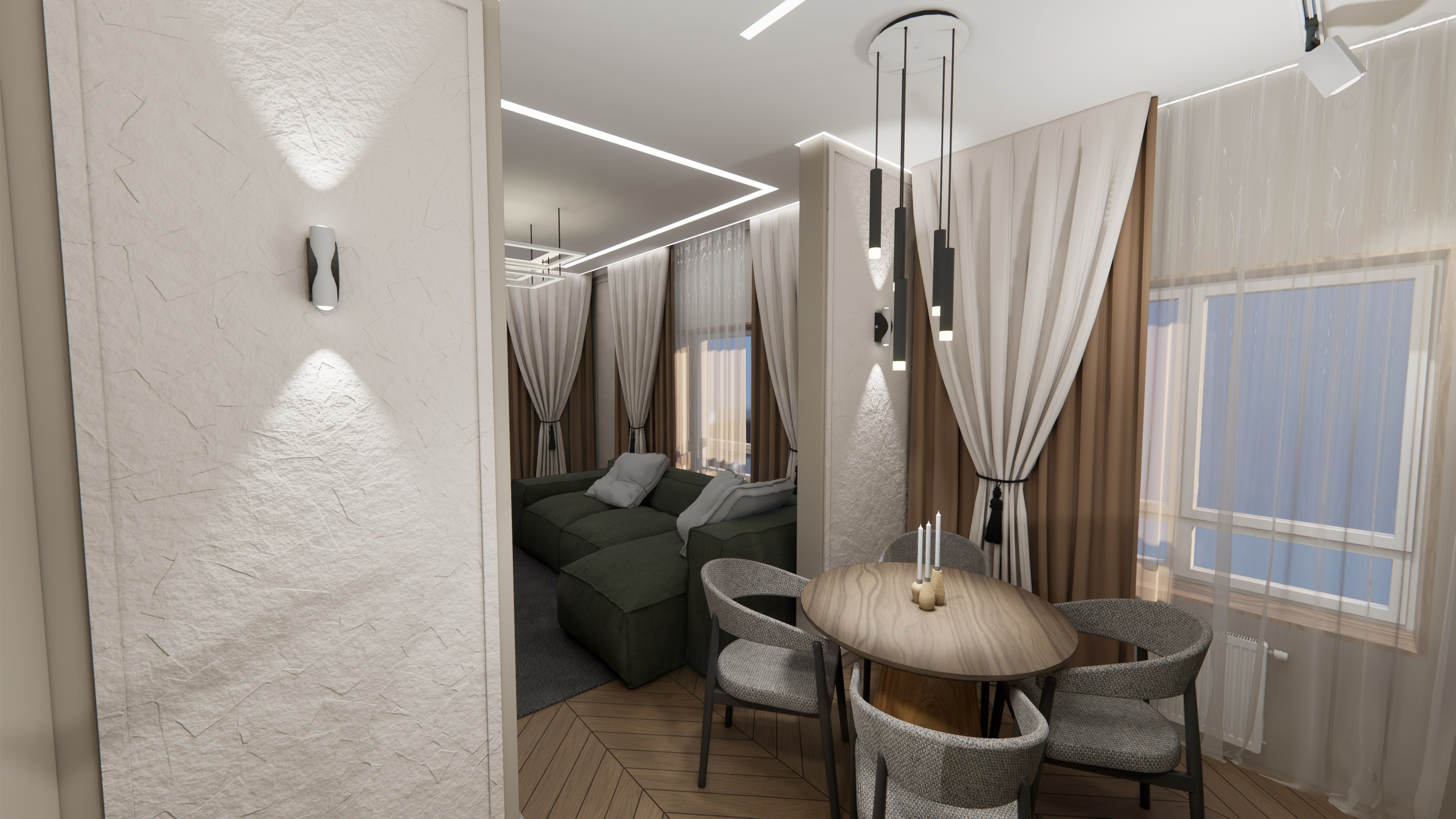 Проект № 5 — Квартира 59 кв. м. г. Москва. LANOIR: визуализация проектов, интерьер, экстерьер, ArchiCAD чертежи | Стерлитамак